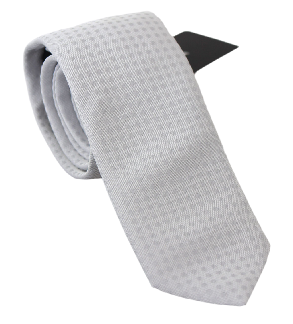 Dolce & Gabbana White Patterned Classic Mens Slim Necktie Tie