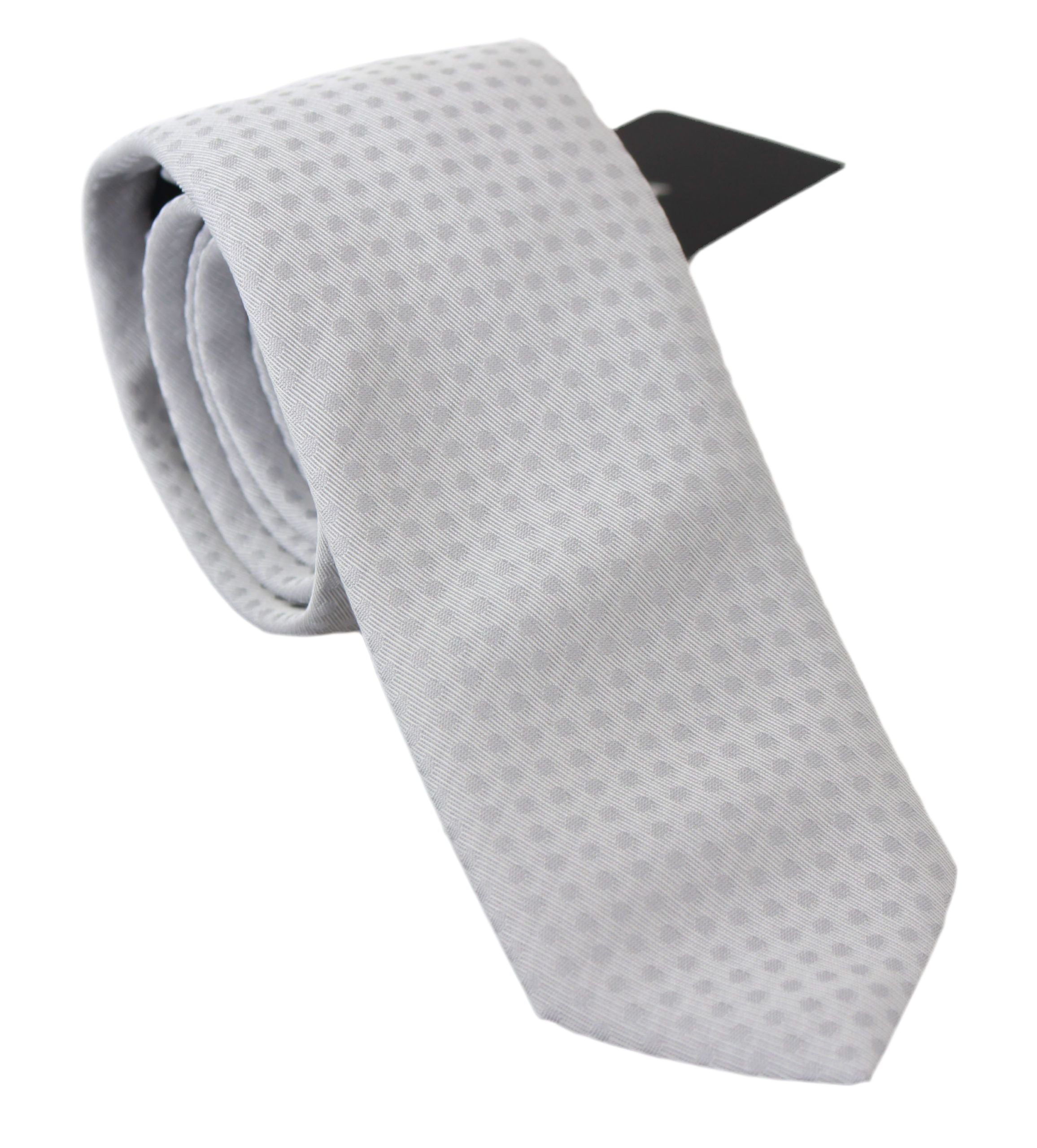 Dolce & Gabbana White Patterned Classic Mens Slim Necktie Tie