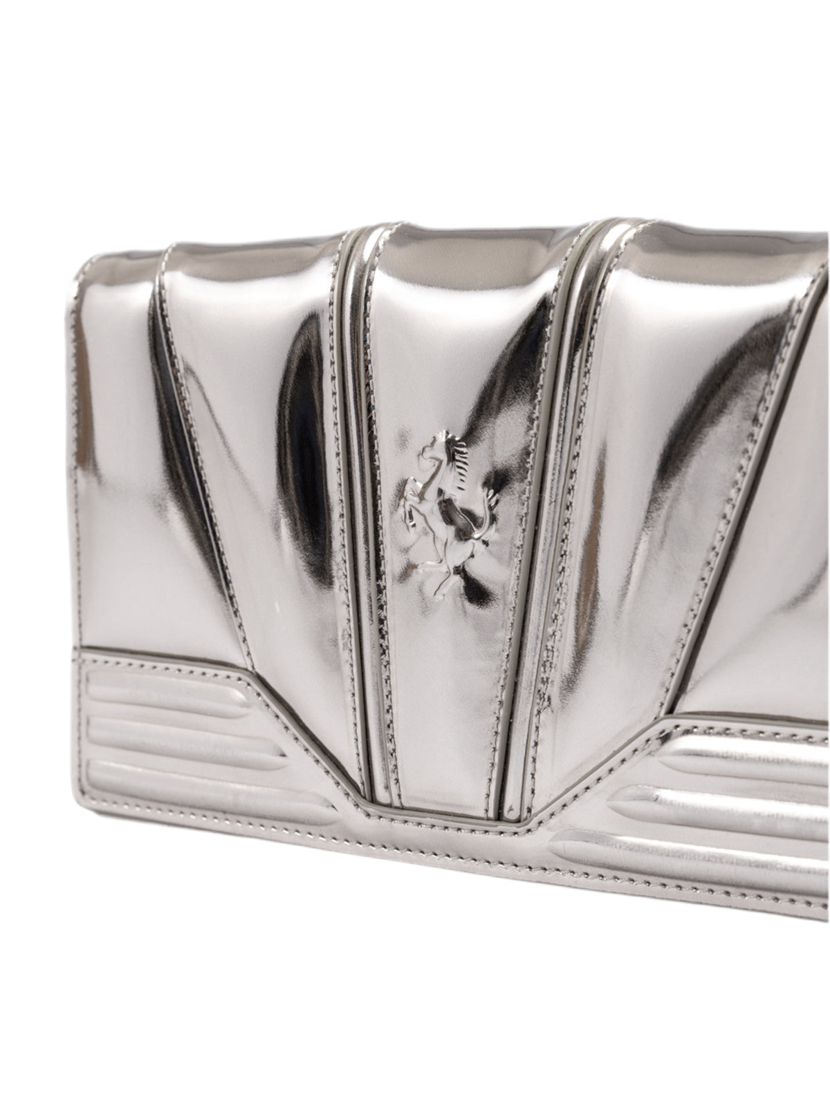 Ferrari Metal Silver GT patent leather bag with chain