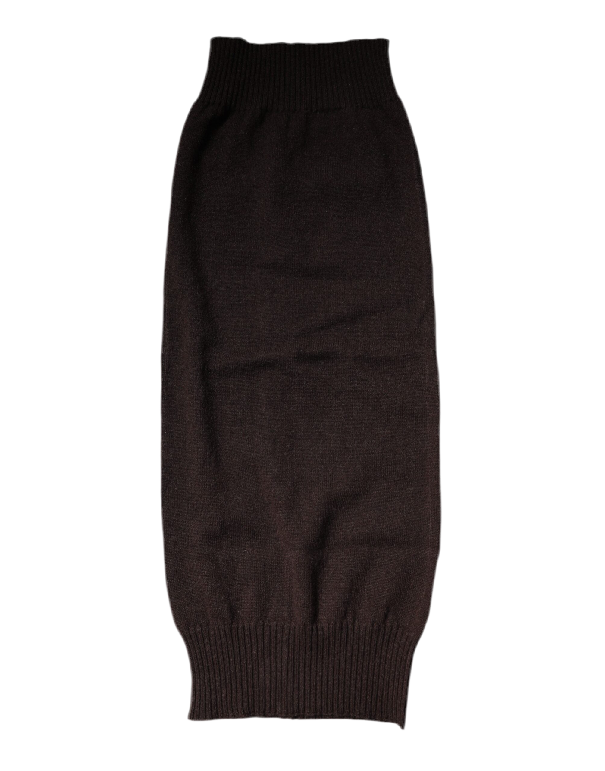 Dolce & Gabbana Brown Cashmere Knitted Neck Warmer Foulard Scarf