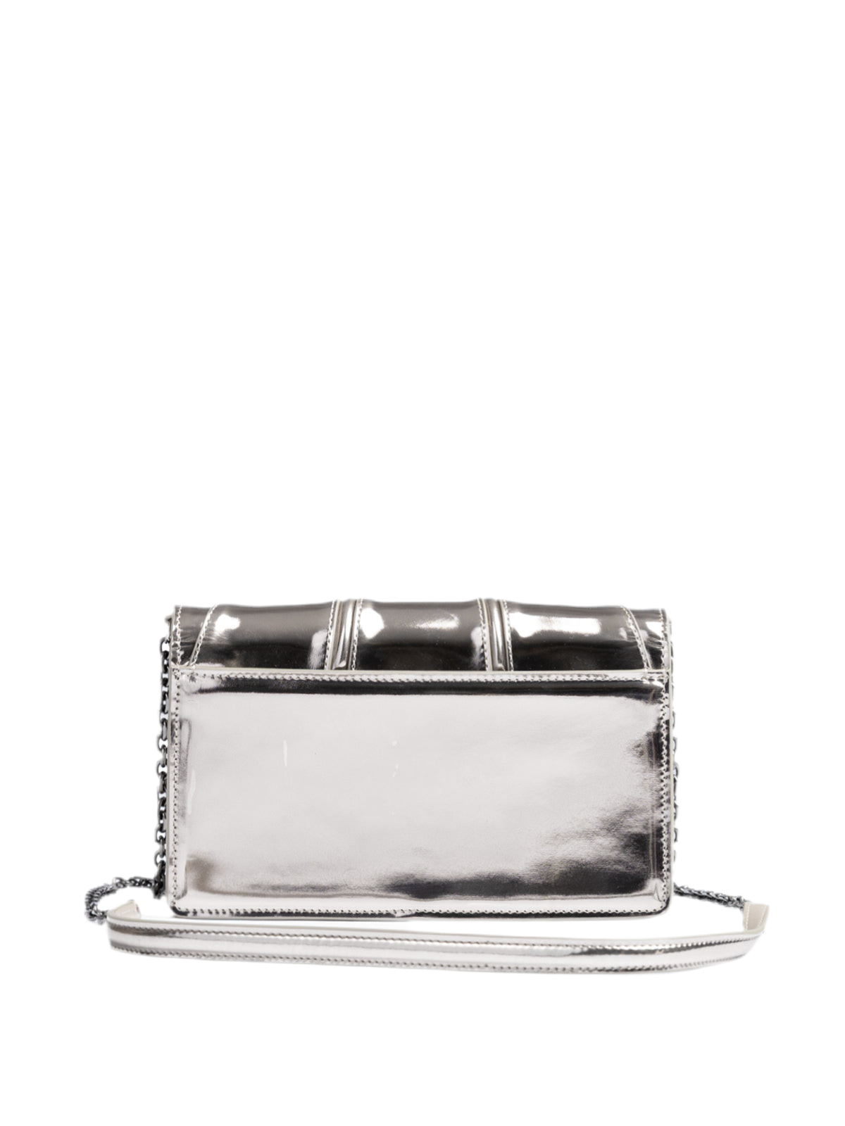 Ferrari Metal Silver GT patent leather bag with chain