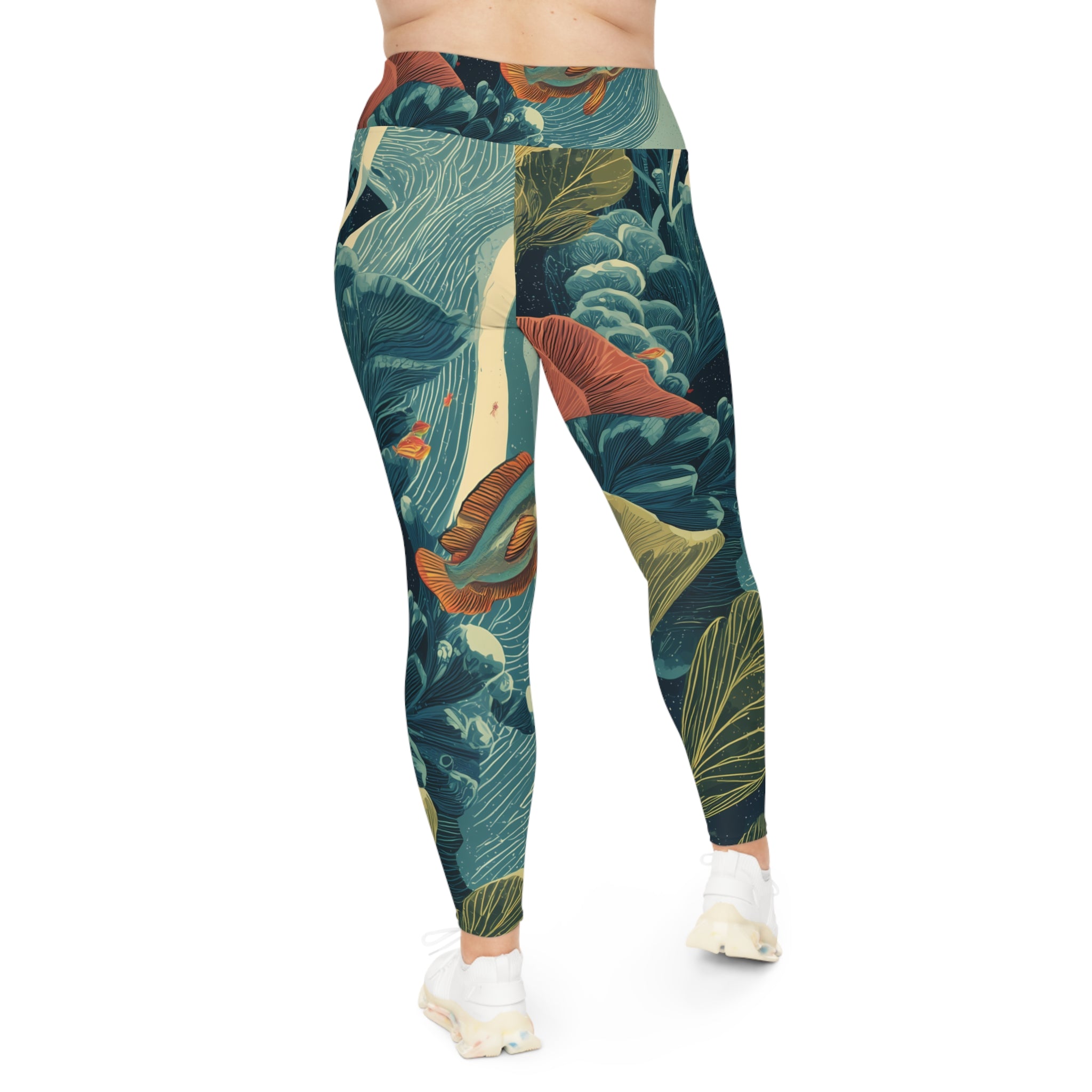 Plus Size Leggings "Celestial Reef" - Cosmic Botanicals No. 66