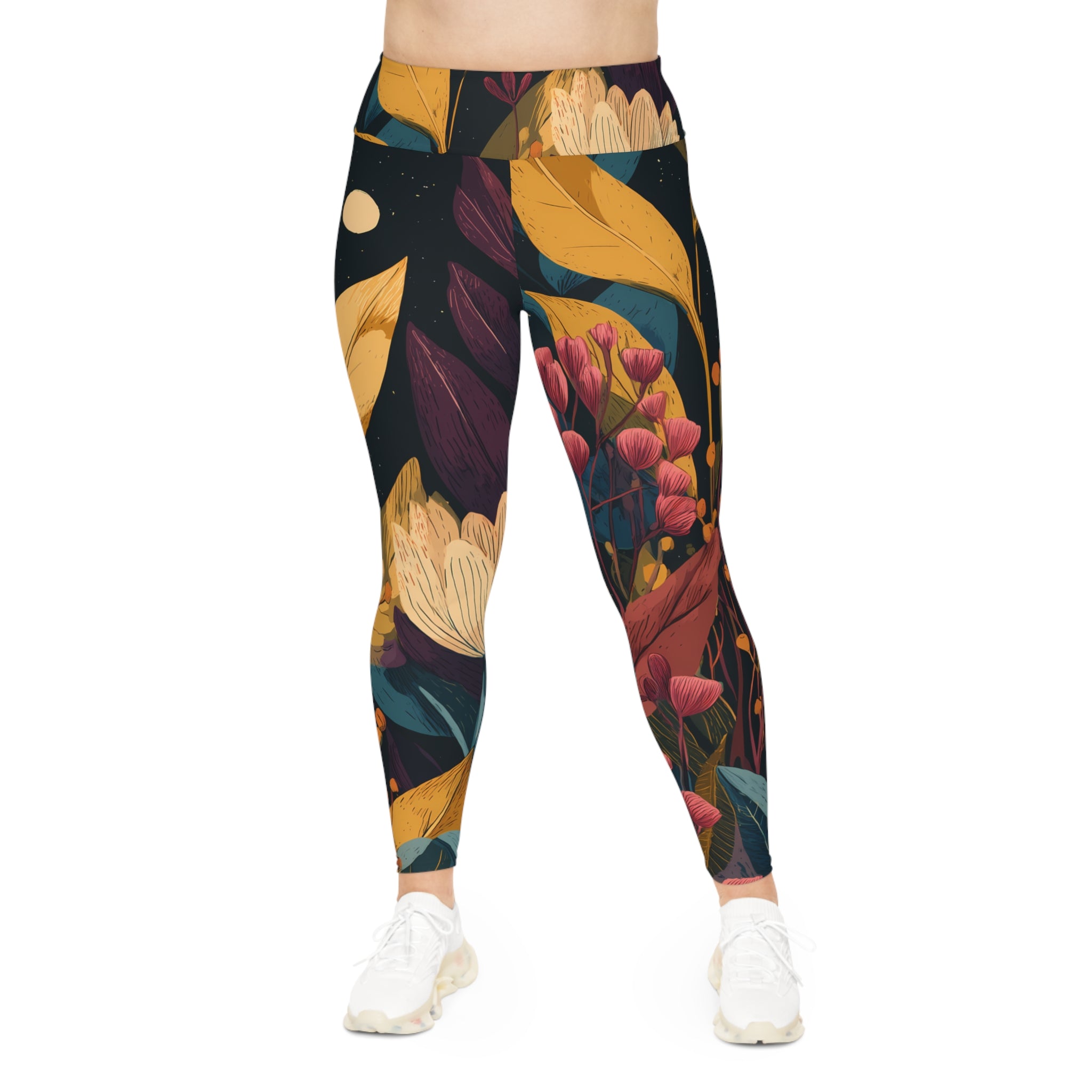 Plus Size Leggings "Starlit Grove" - Cosmic Botanicals No. 64