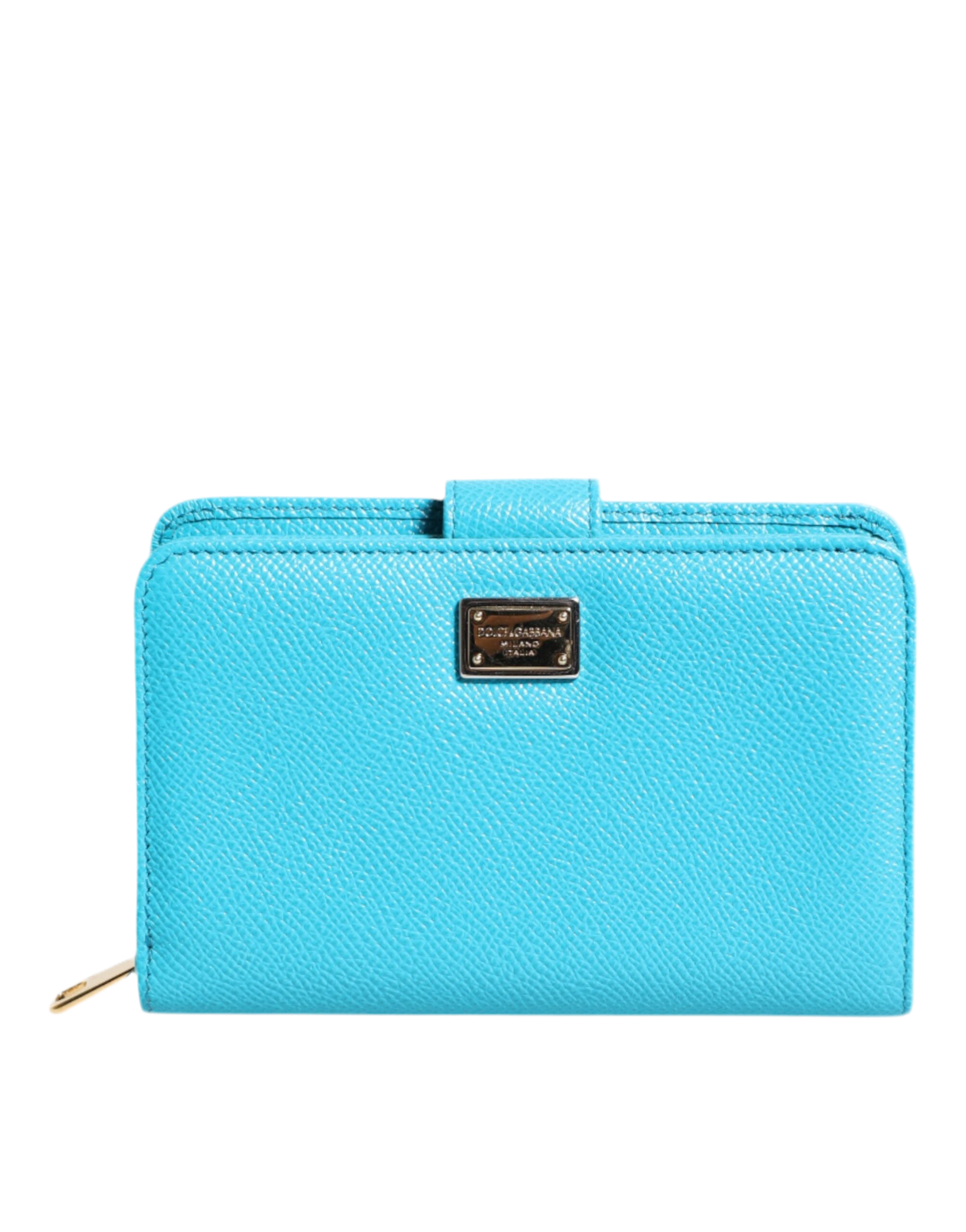 Dolce & Gabbana Light Blue Leather Bifold Continental Clutch Wallet