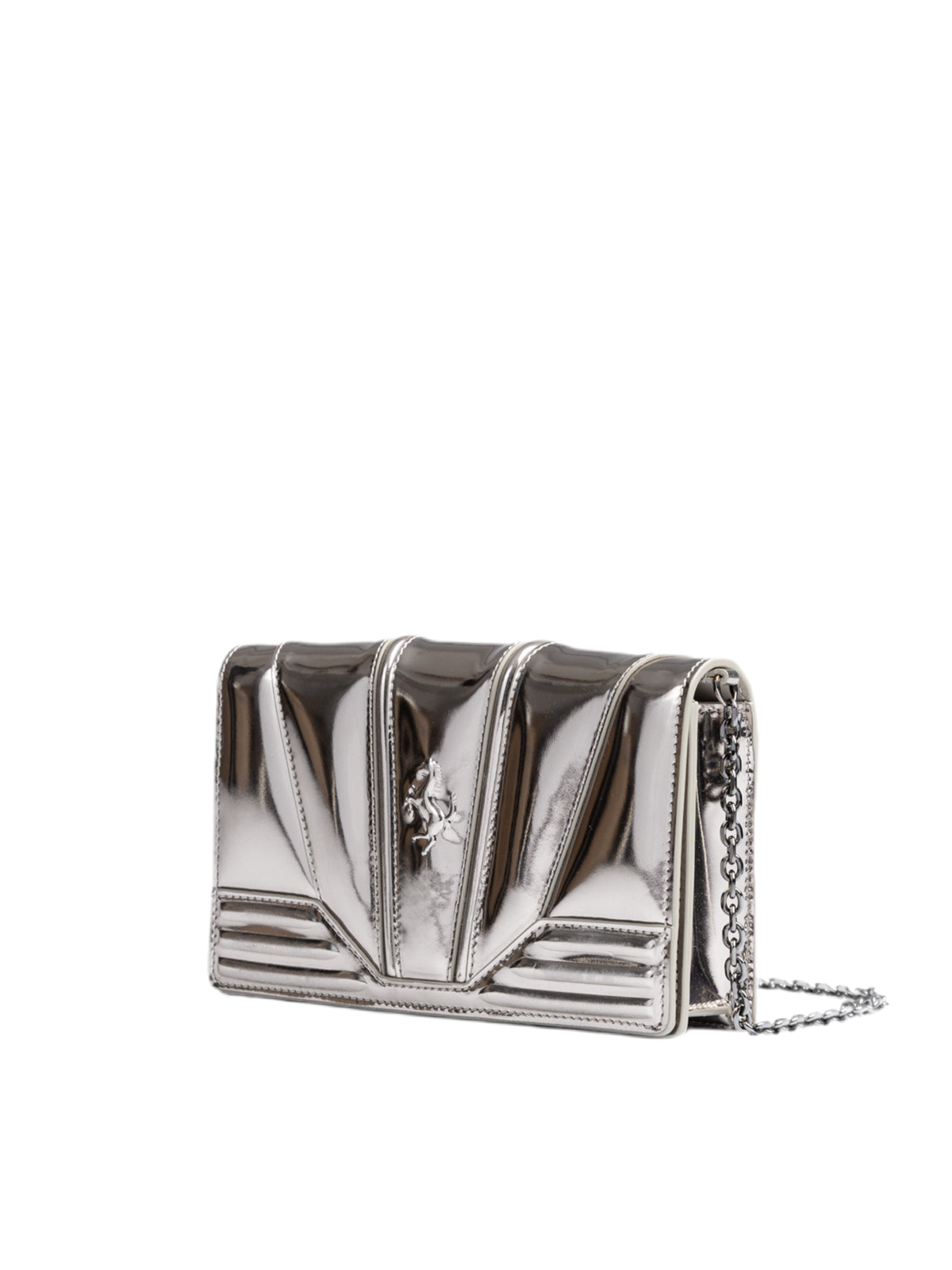 Ferrari Metal Silver GT patent leather bag with chain