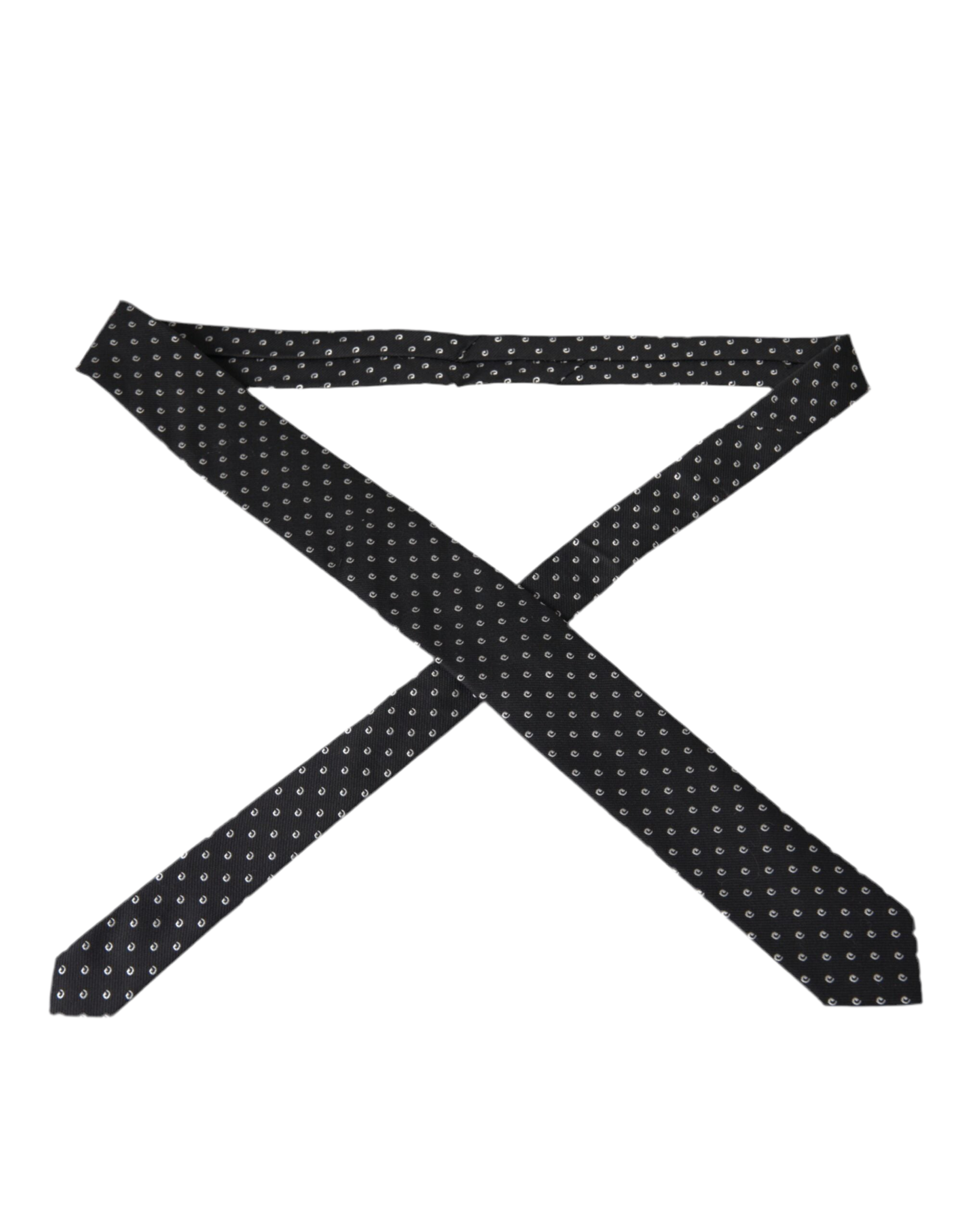 Dolce & Gabbana Black Logo Cotton Blend Adjustable Tie