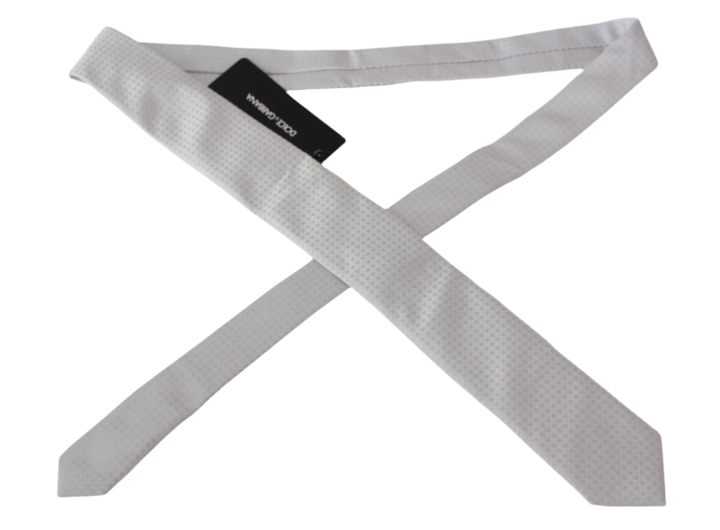 Dolce & Gabbana White Patterned Classic Mens Slim Necktie Tie