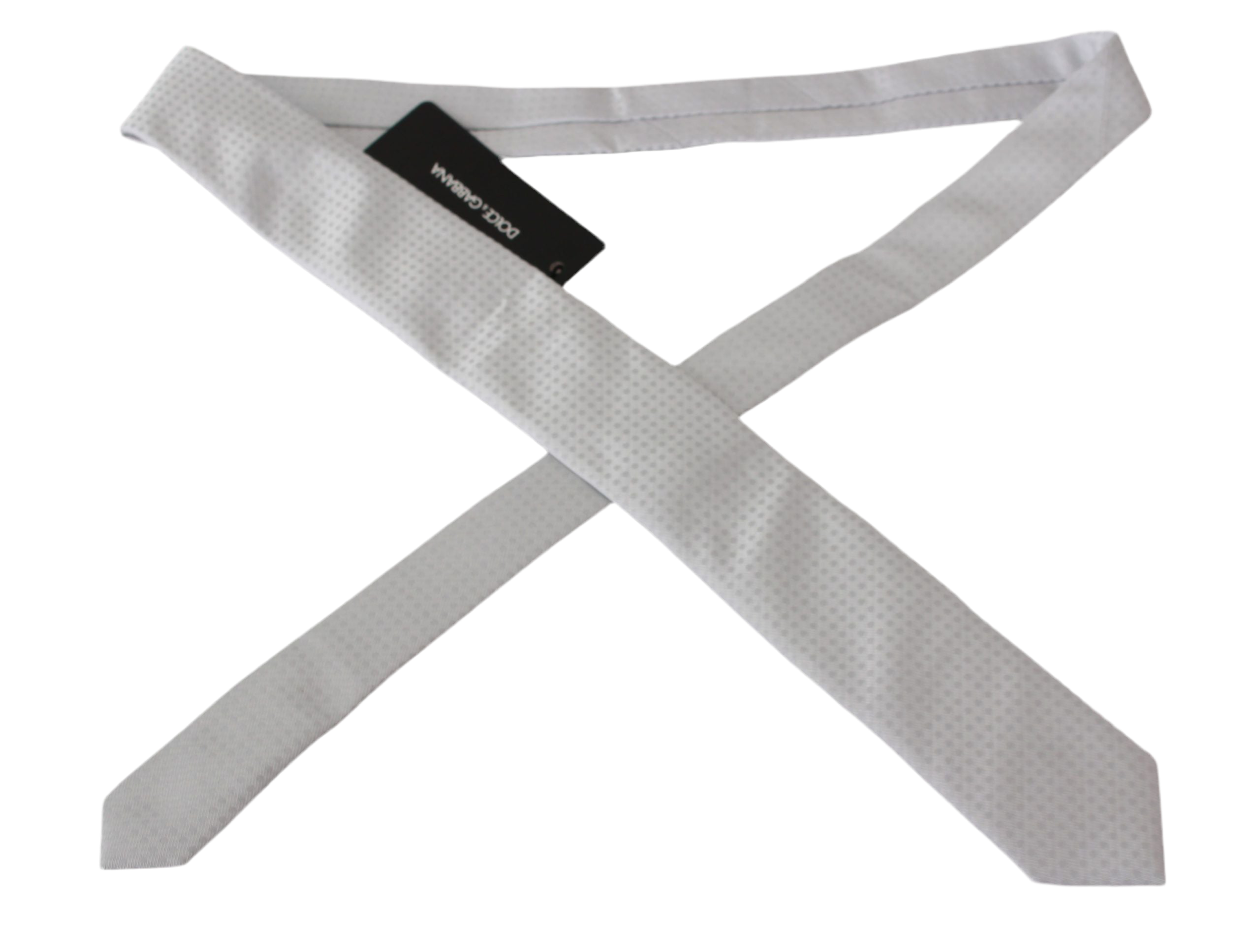 Dolce & Gabbana White Patterned Classic Mens Slim Necktie Tie