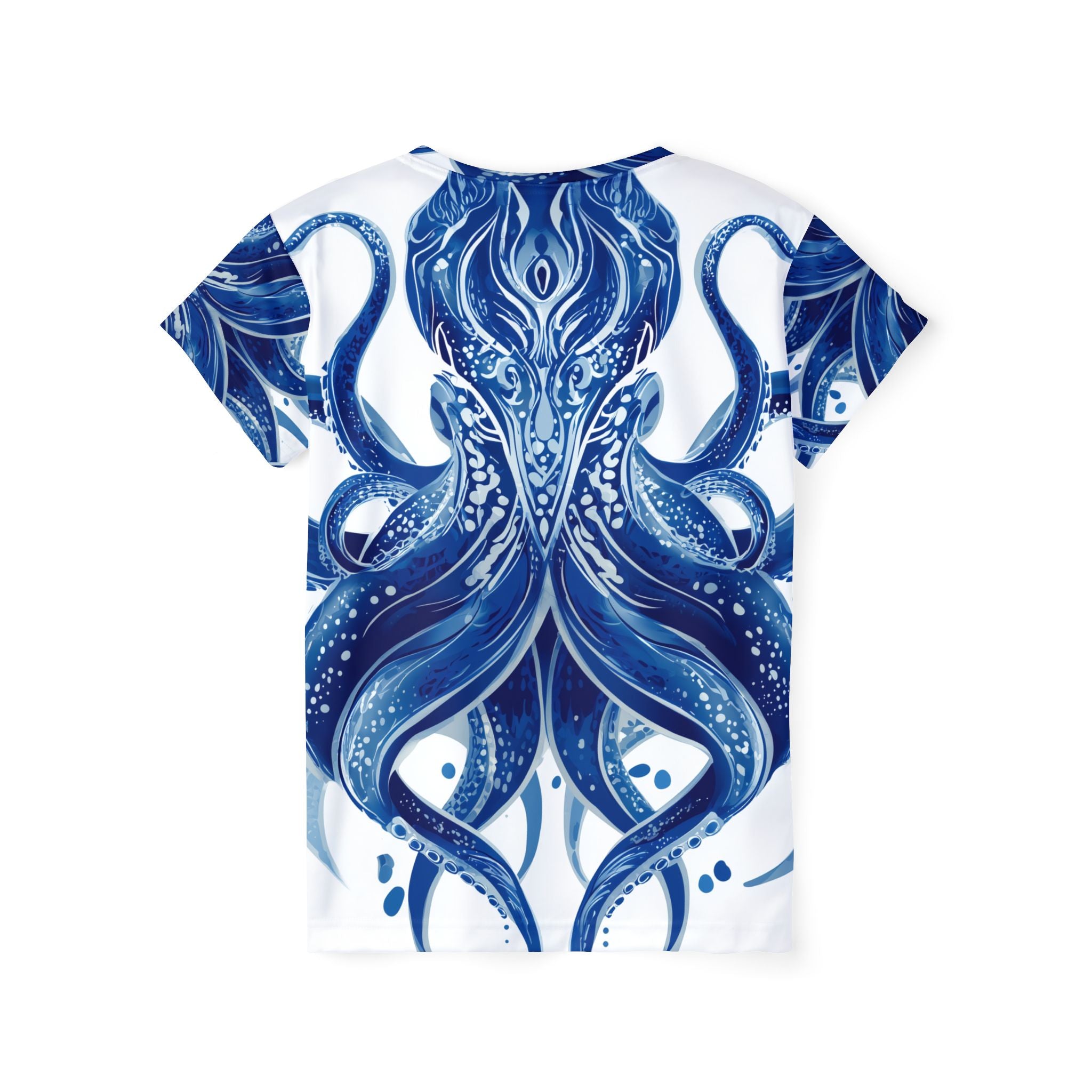 Plus Size Damen T-shirt "Deep Blue Bloom" - Opal Depth No. 32