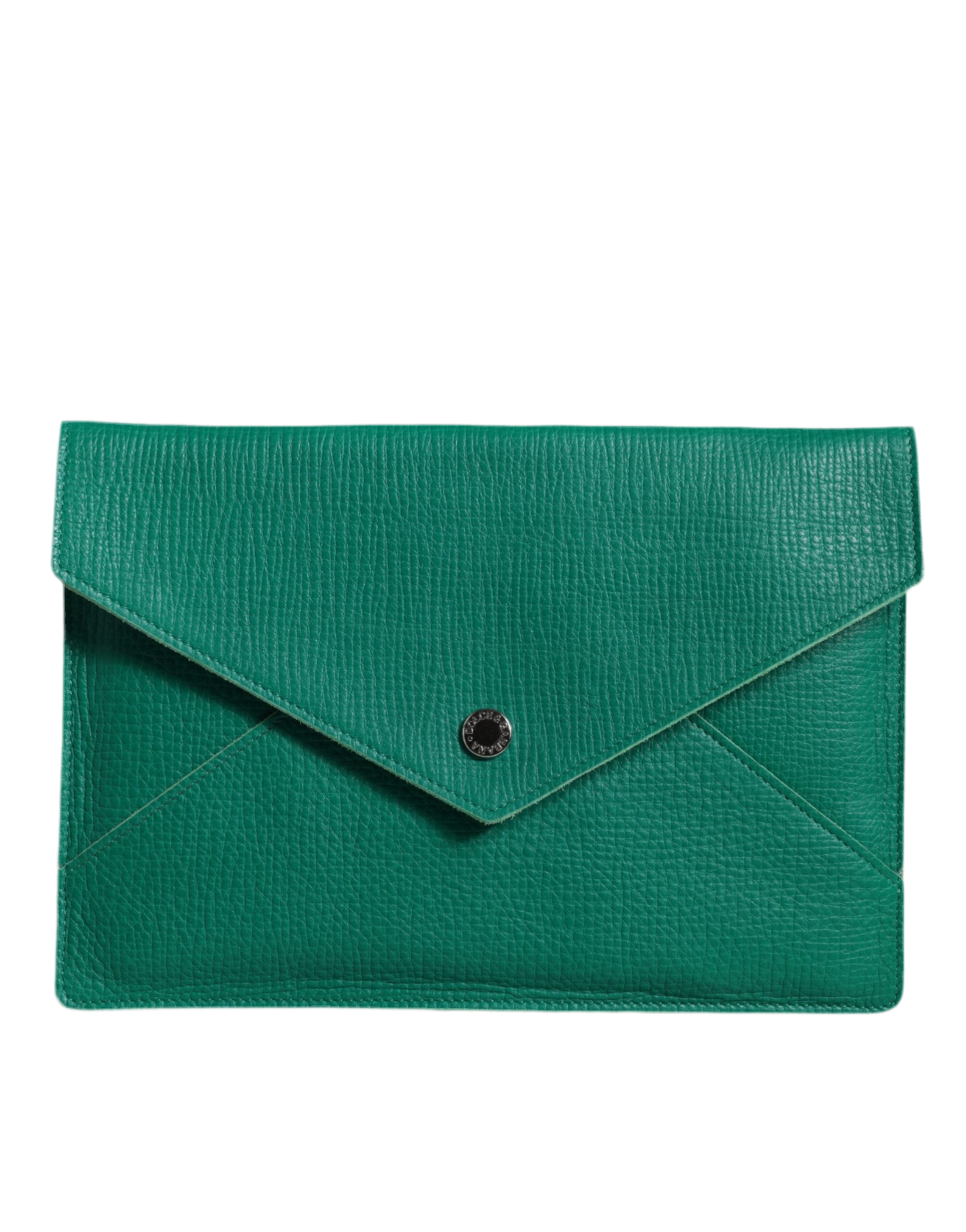 Dolce & Gabbana Green Leather Handbag Clutch Mini Purse Pouch Tablet Case
