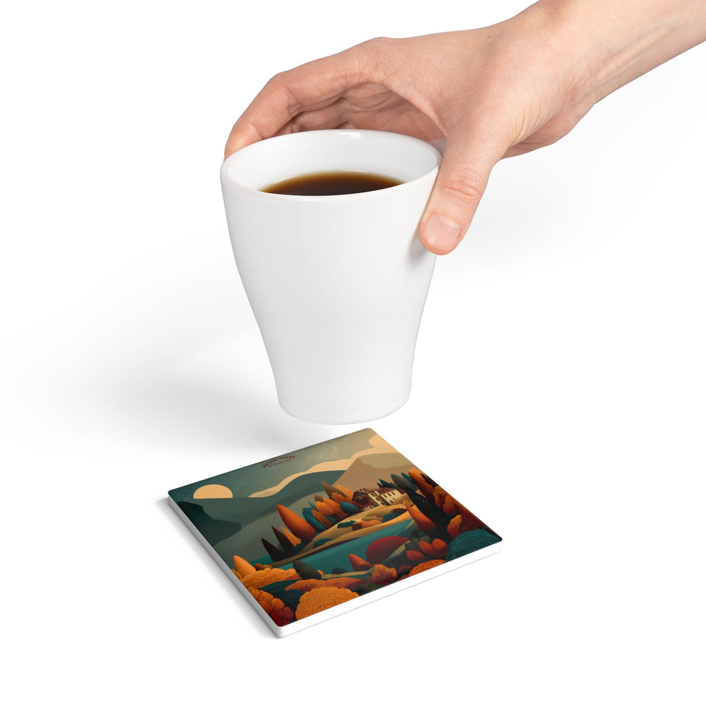 Ceramic Coaster "Twilight Manor" - Golden Autumn No. 46