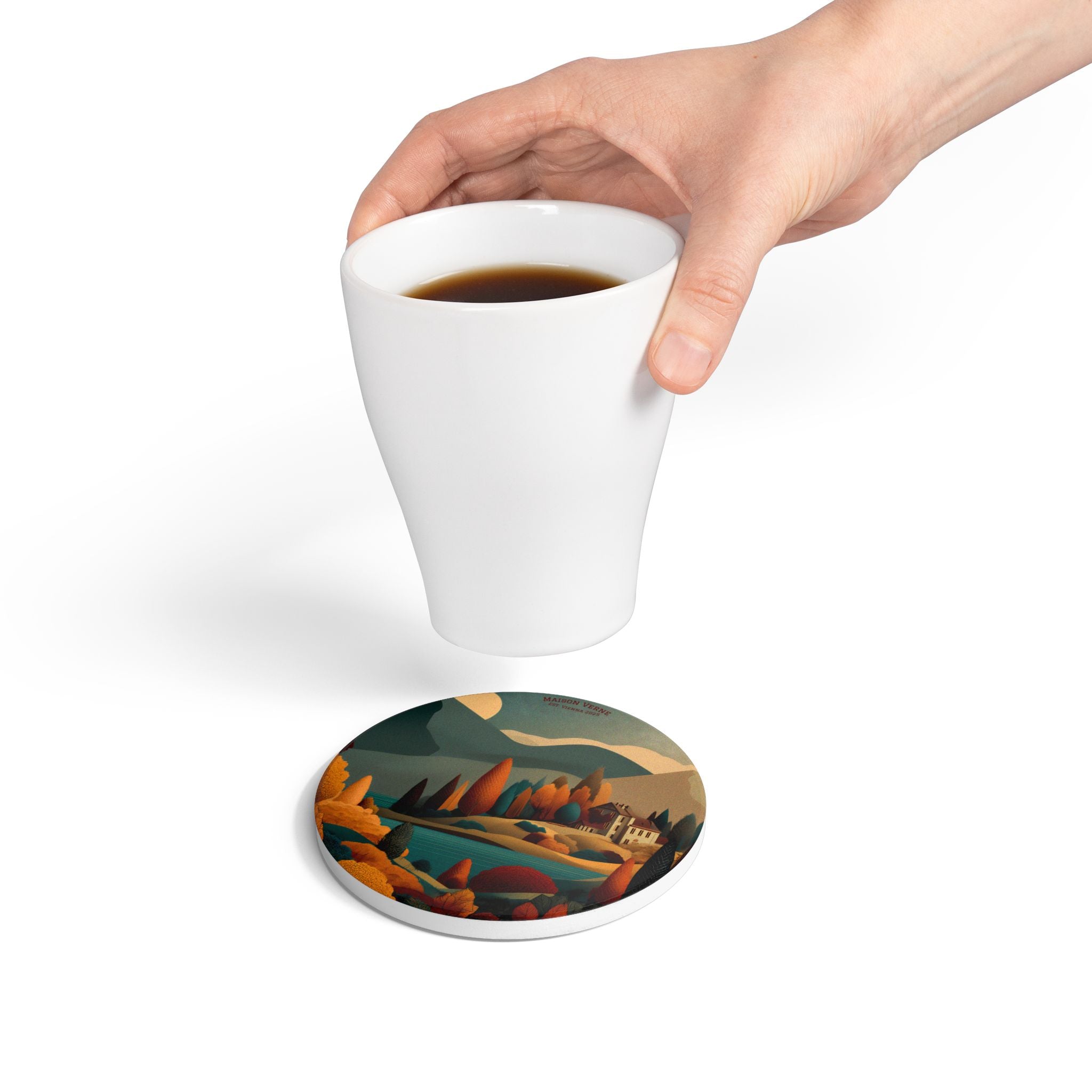 Ceramic Coaster "Twilight Manor" - Golden Autumn No. 46