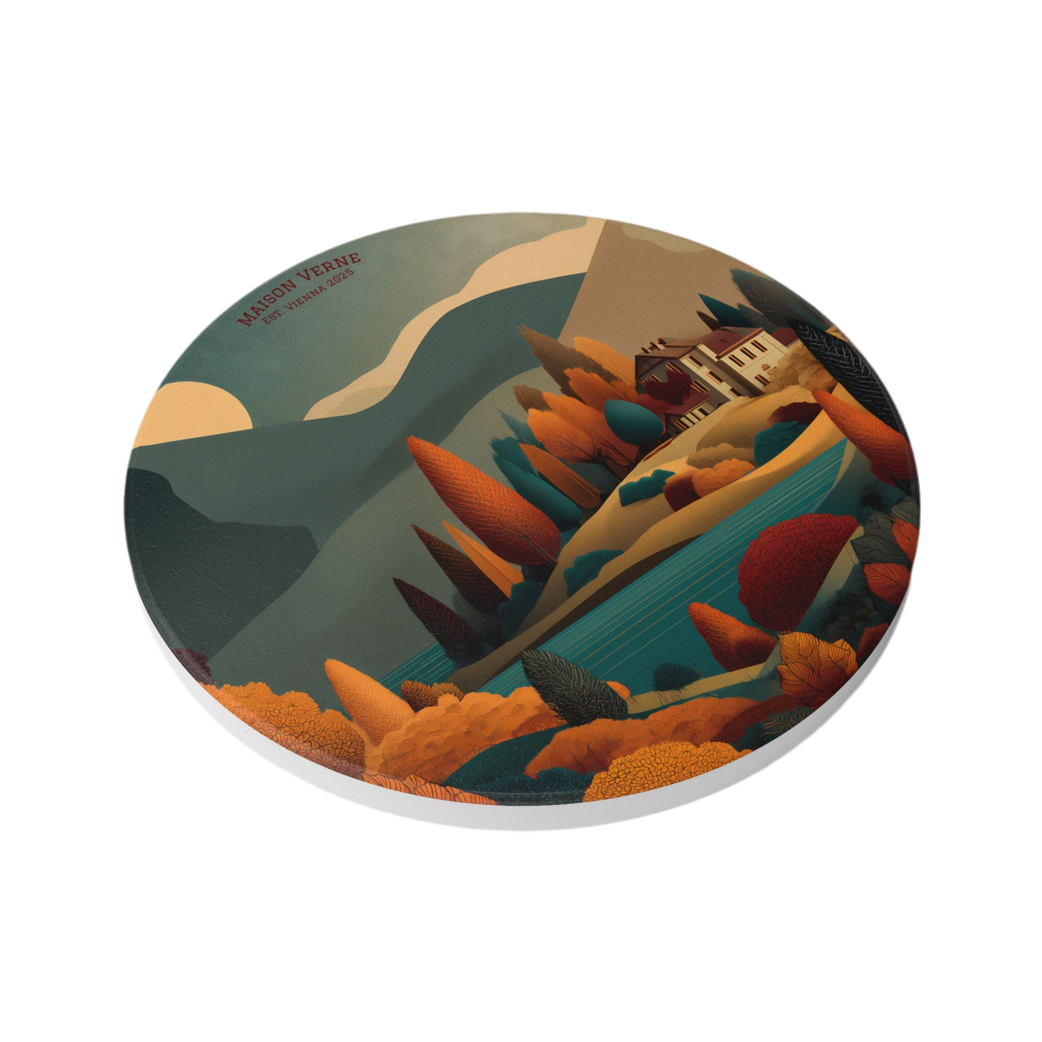 Ceramic Coaster "Twilight Manor" - Golden Autumn No. 46