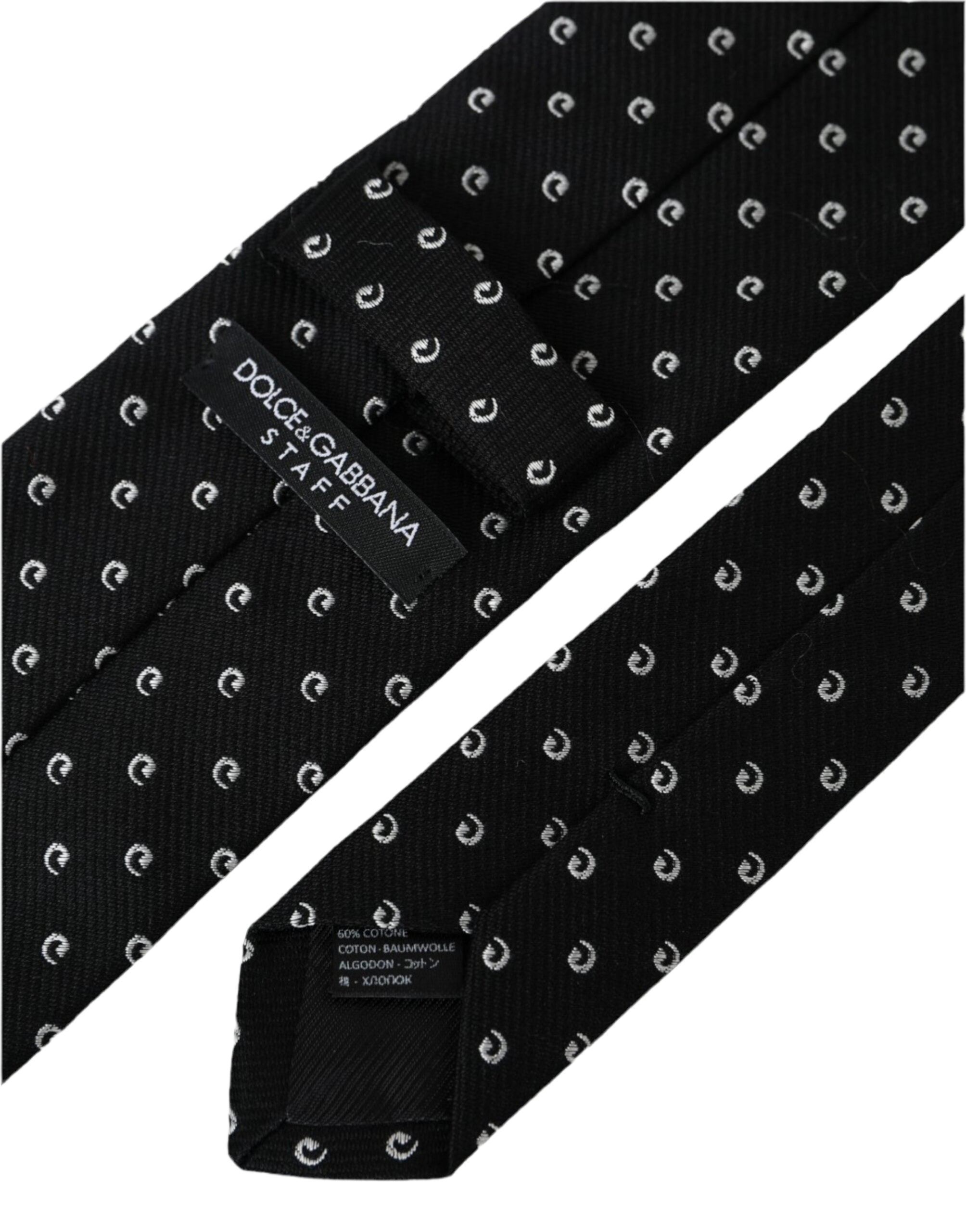 Dolce & Gabbana Black Logo Cotton Blend Adjustable Tie