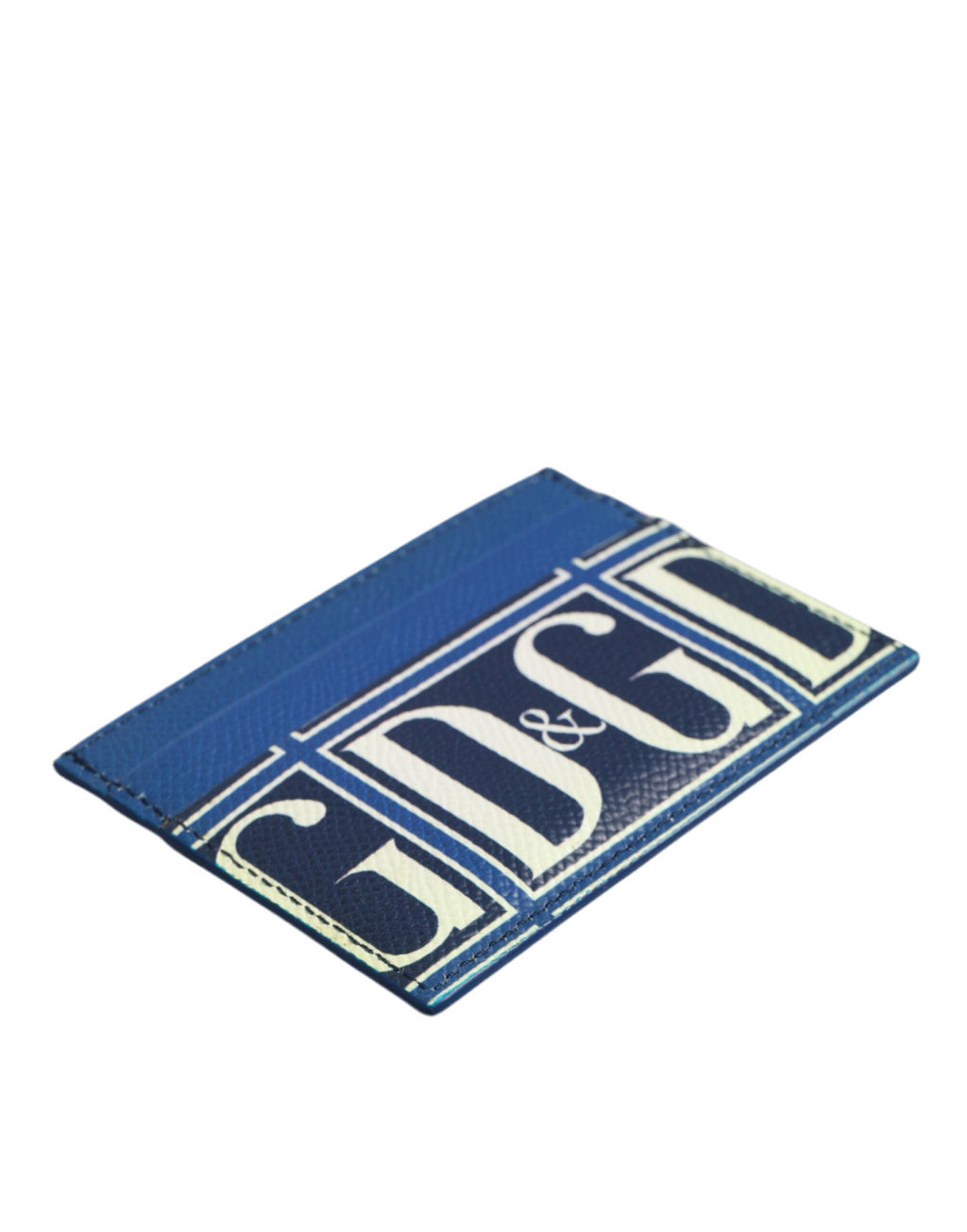 Dolce & Gabbana Blue Calf Leather DG Logo Print Monogram Card Holder Wallet