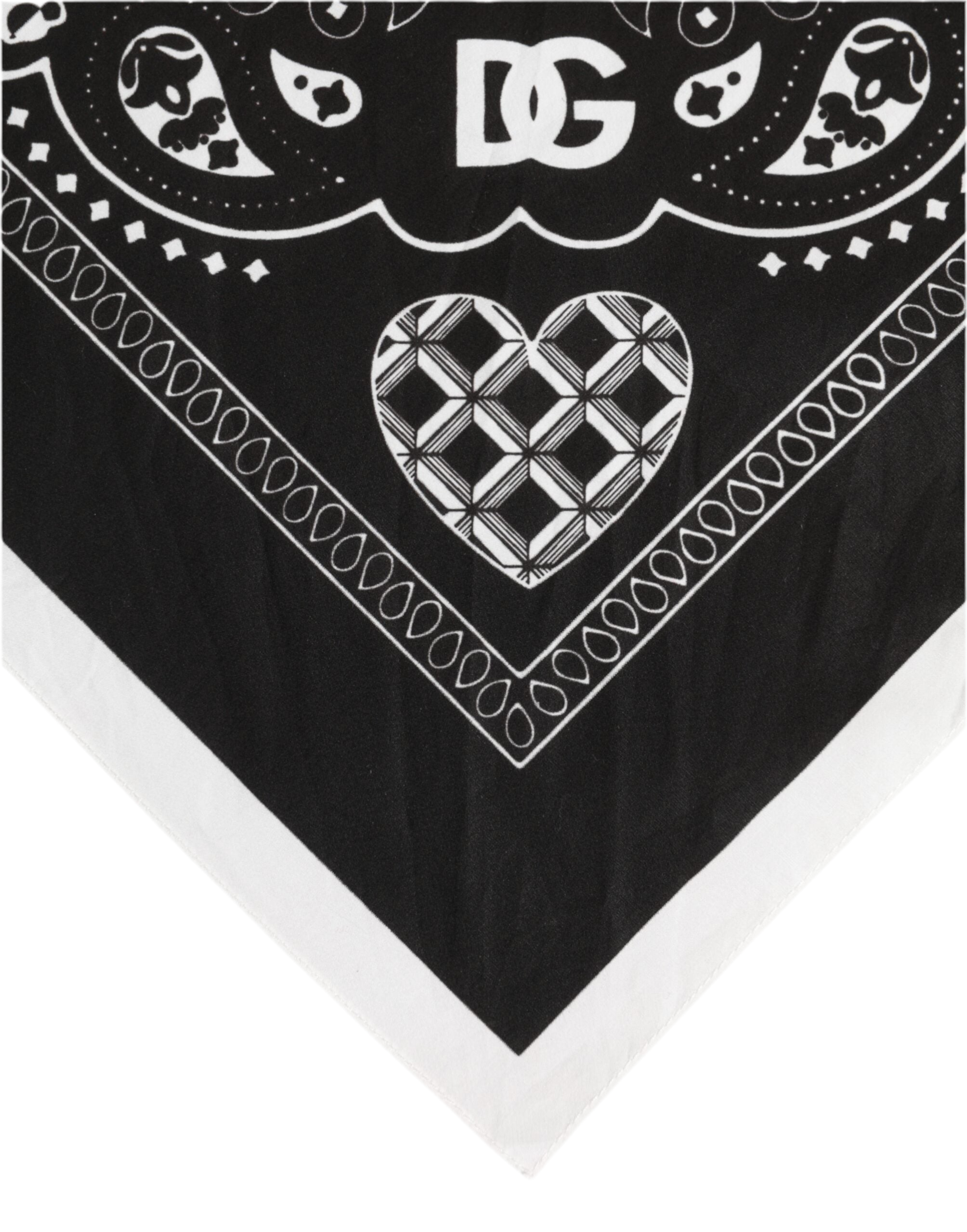 Dolce & Gabbana Black White Bandana Square Men Foulard Scarf