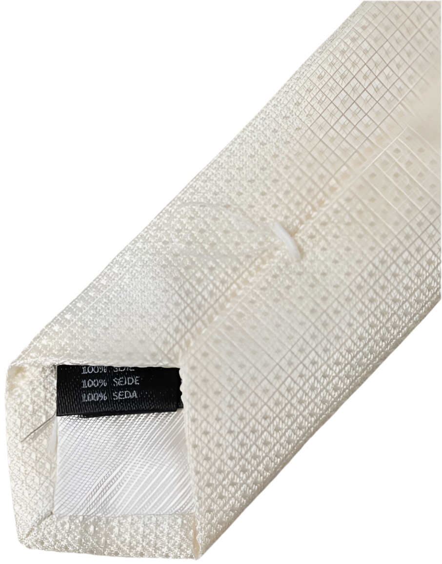 Dolce & Gabbana Off White Patterned Silk Classic Adjustable Tie