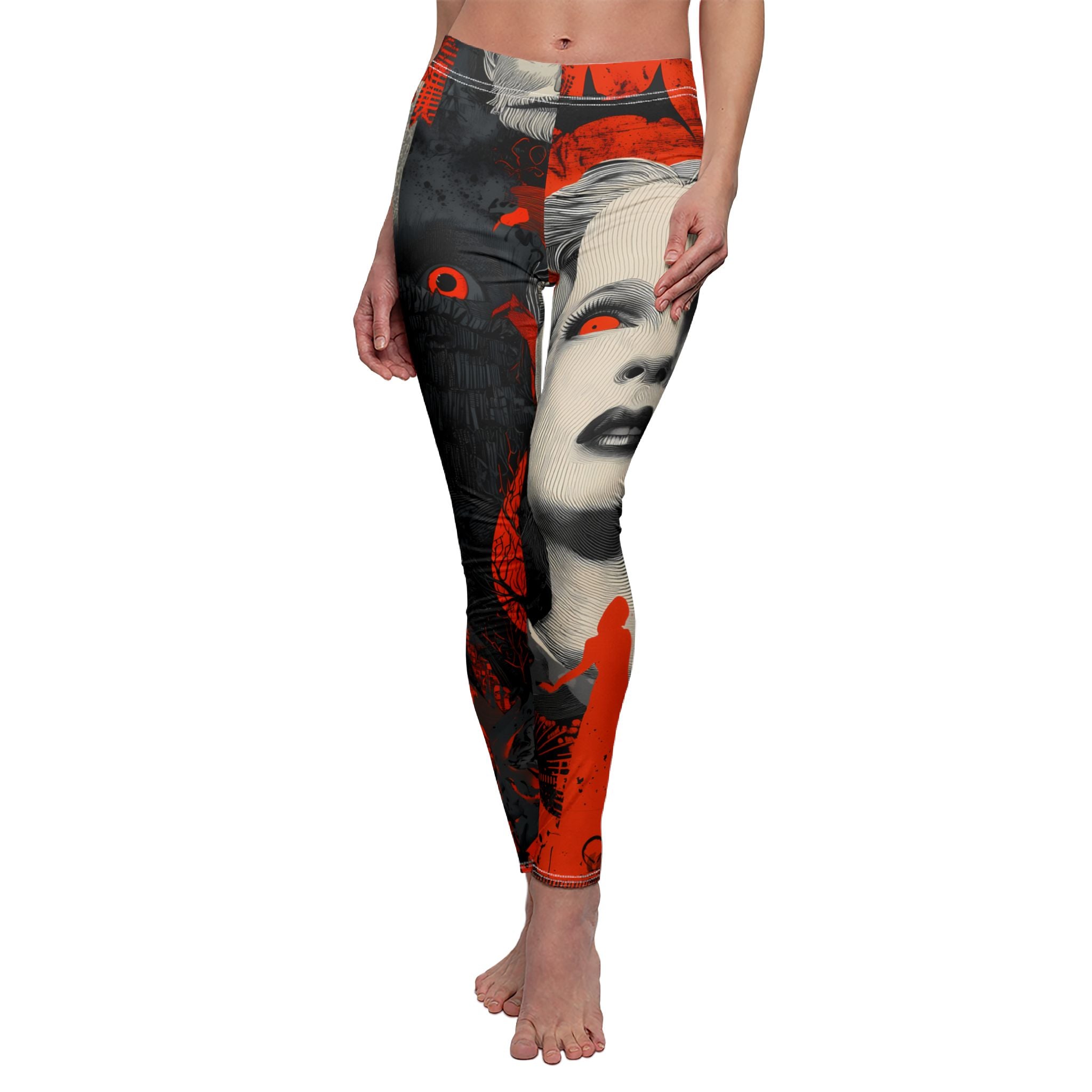 Maison Verne Halloween Ltd. Edition Damen Leggings "Crimson Gaze" - 🎃👻 Wicked Elegance No. 71 👻🎃