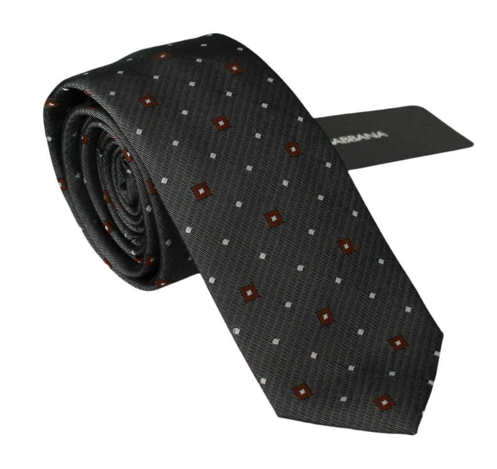 Dolce & Gabbana Gray Patterned Classic Mens Slim Necktie