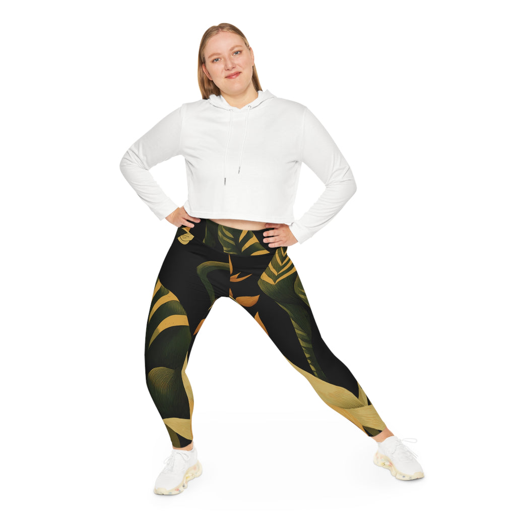 Plus Size Leggings "Ember in the Leaves" - Wilderness Whisper No. 50