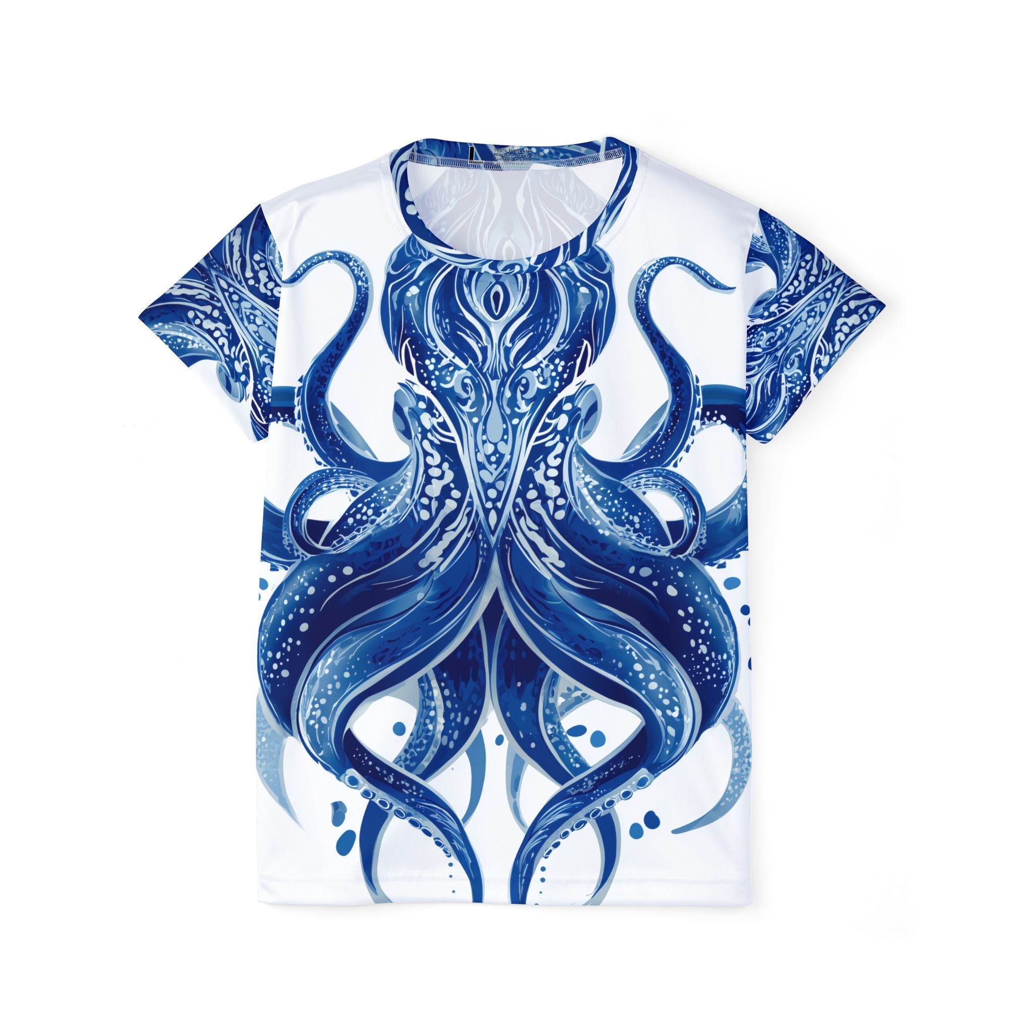 Plus Size Damen T-shirt "Deep Blue Bloom" - Opal Depth No. 32