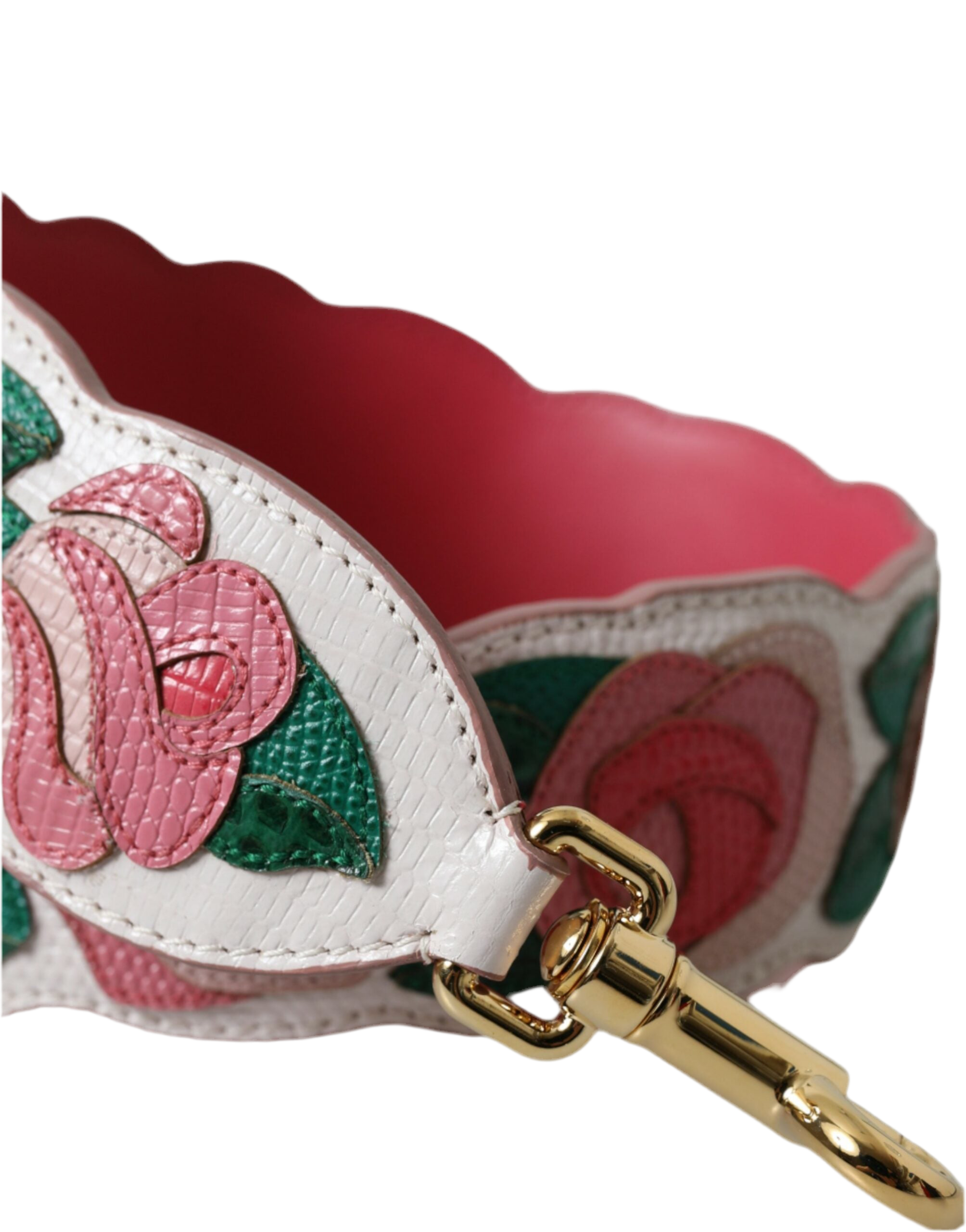 Dolce & Gabbana White Floral Leather Accessory Shoulder Strap