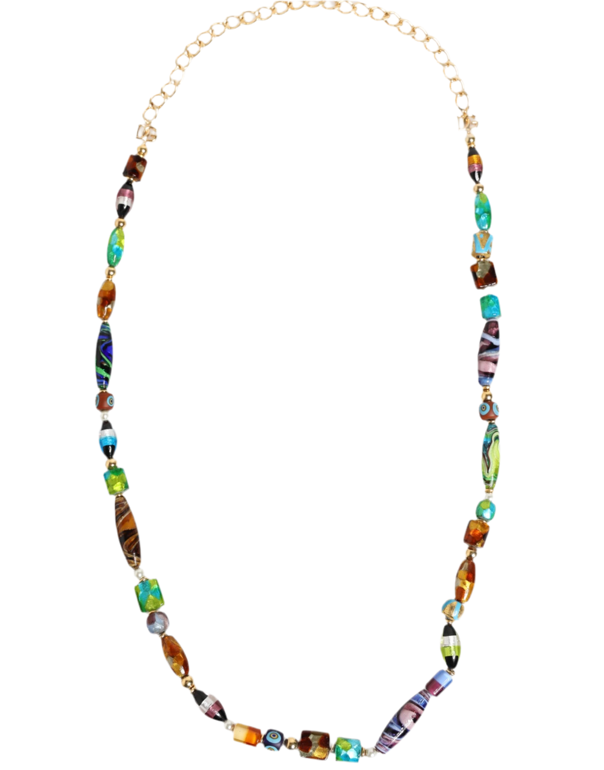 Dolce & Gabbana Multicolor Murano Glass Beads Brass Women Jewelry Necklace
