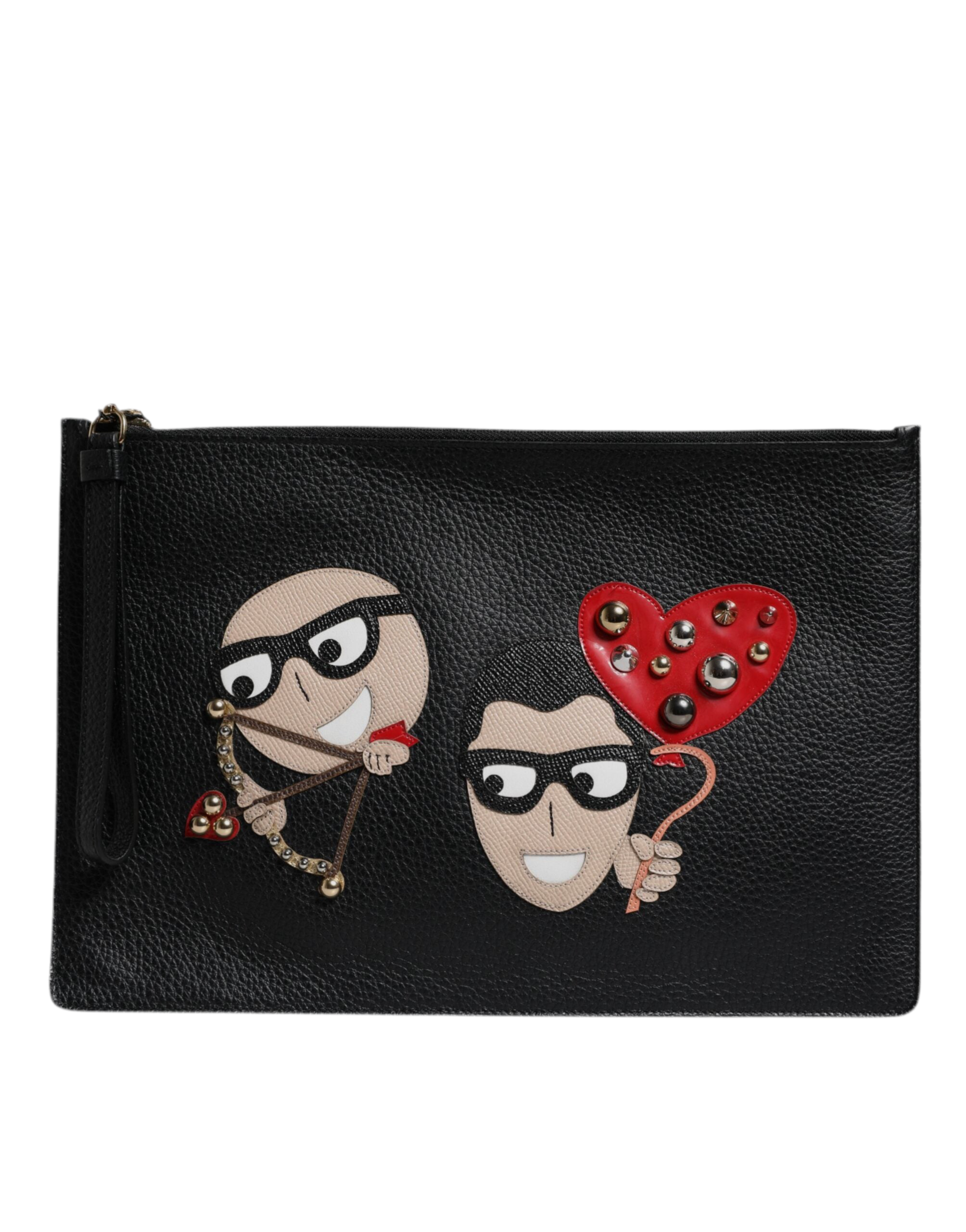 Dolce & Gabbana Black #DGFamily Embellished Leather Clutch Bag