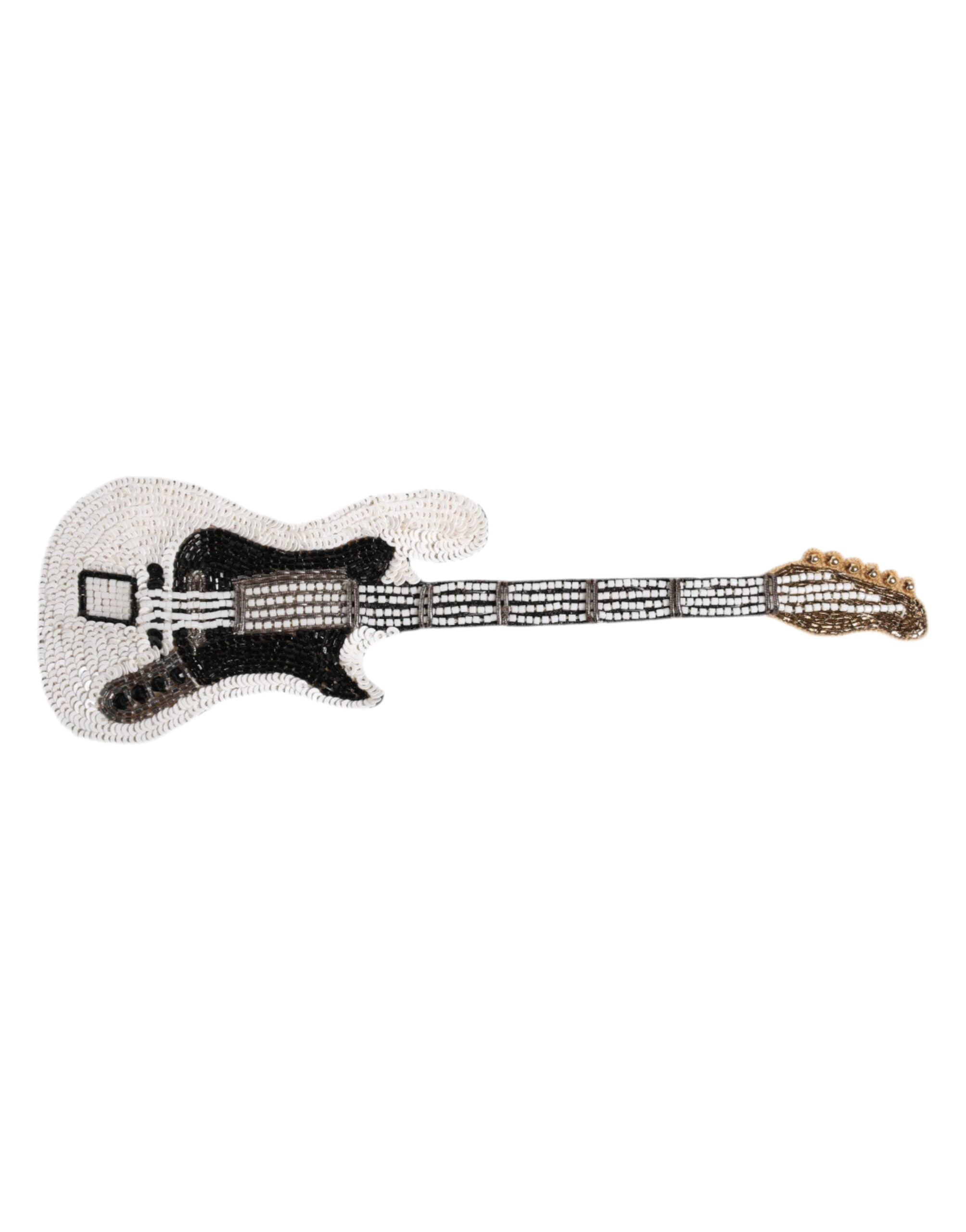 Dolce & Gabbana Gold Brass Logo Beaded Guitar Pin Brooch