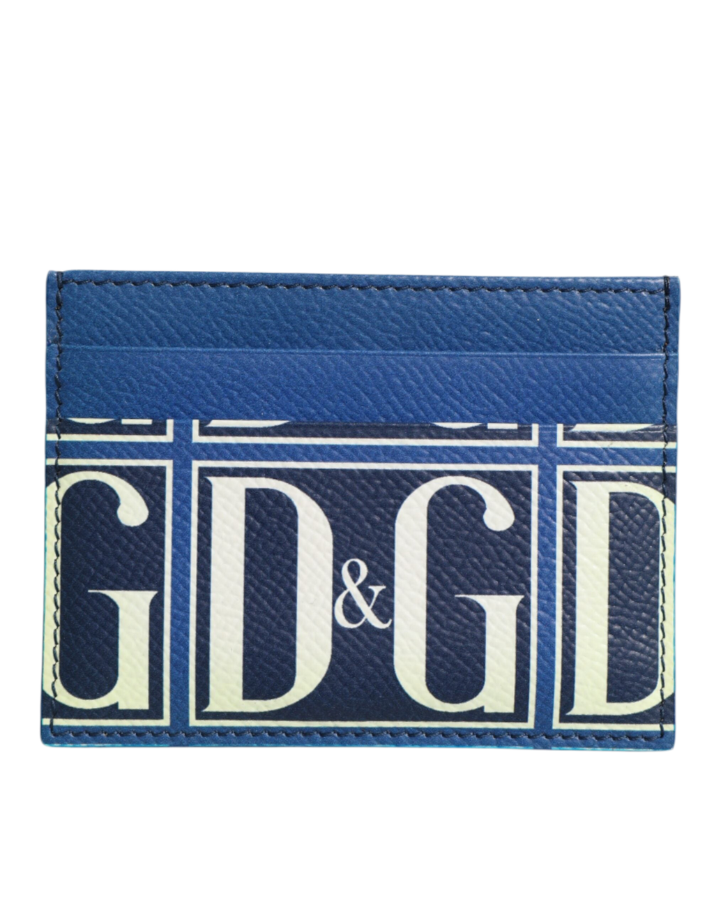 Dolce & Gabbana Blue Calf Leather DG Logo Print Monogram Card Holder Wallet