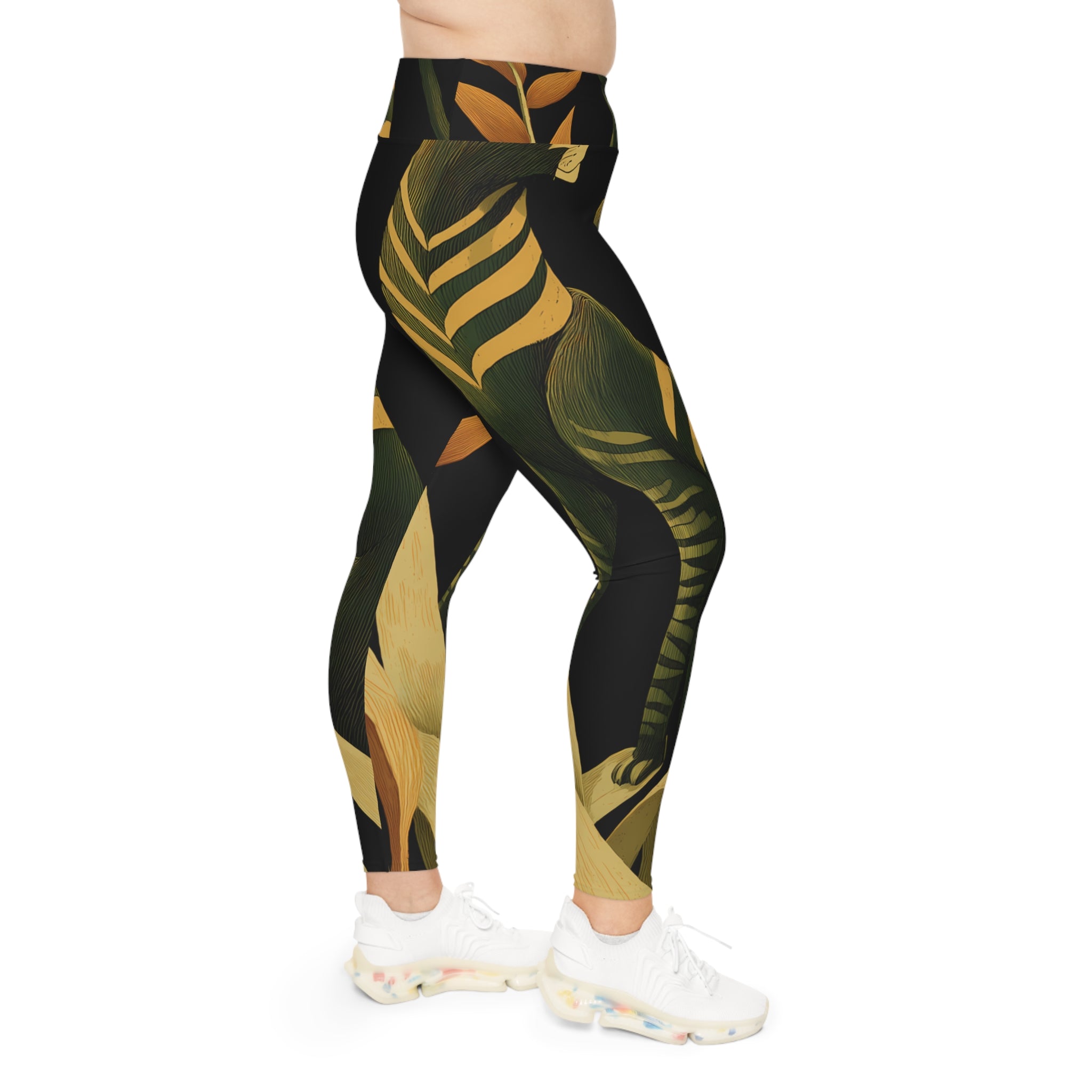 Plus Size Leggings "Ember in the Leaves" - Wilderness Whisper No. 50