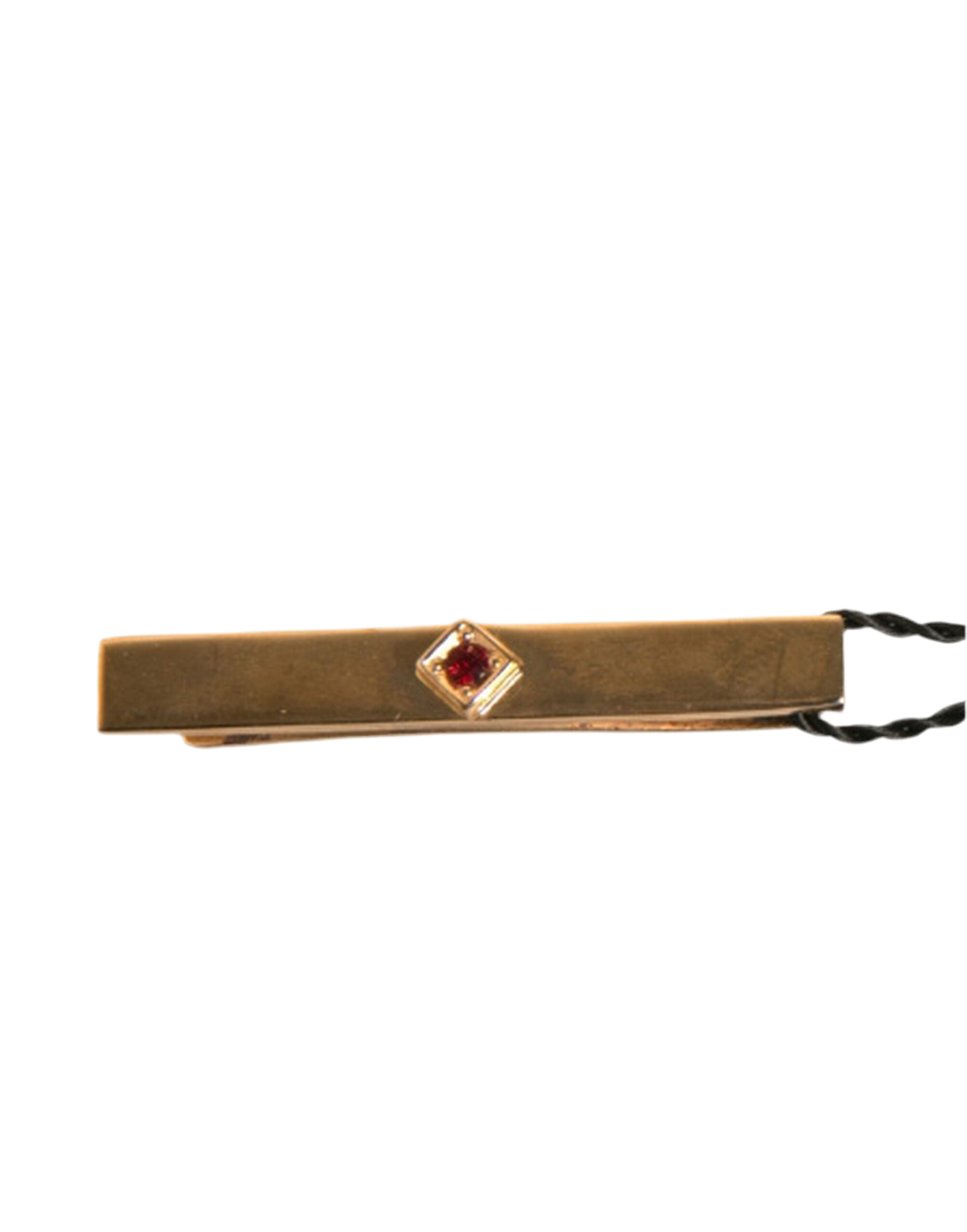 Dolce & Gabbana Gold Tone Brass Crystal Branded Tie Clip Bar