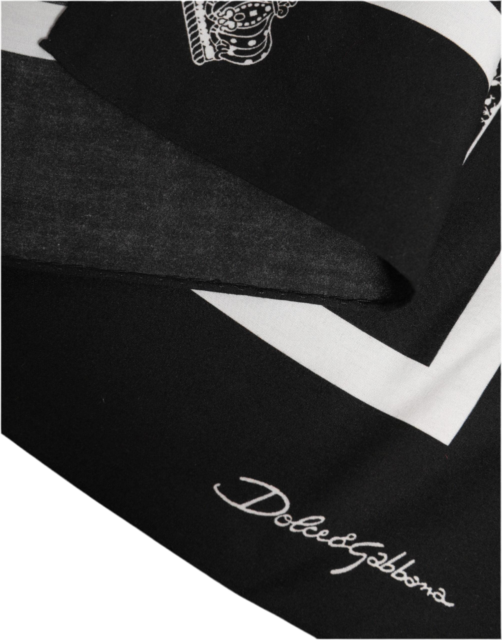 Dolce & Gabbana Black White Printed Square Foulard Scarf