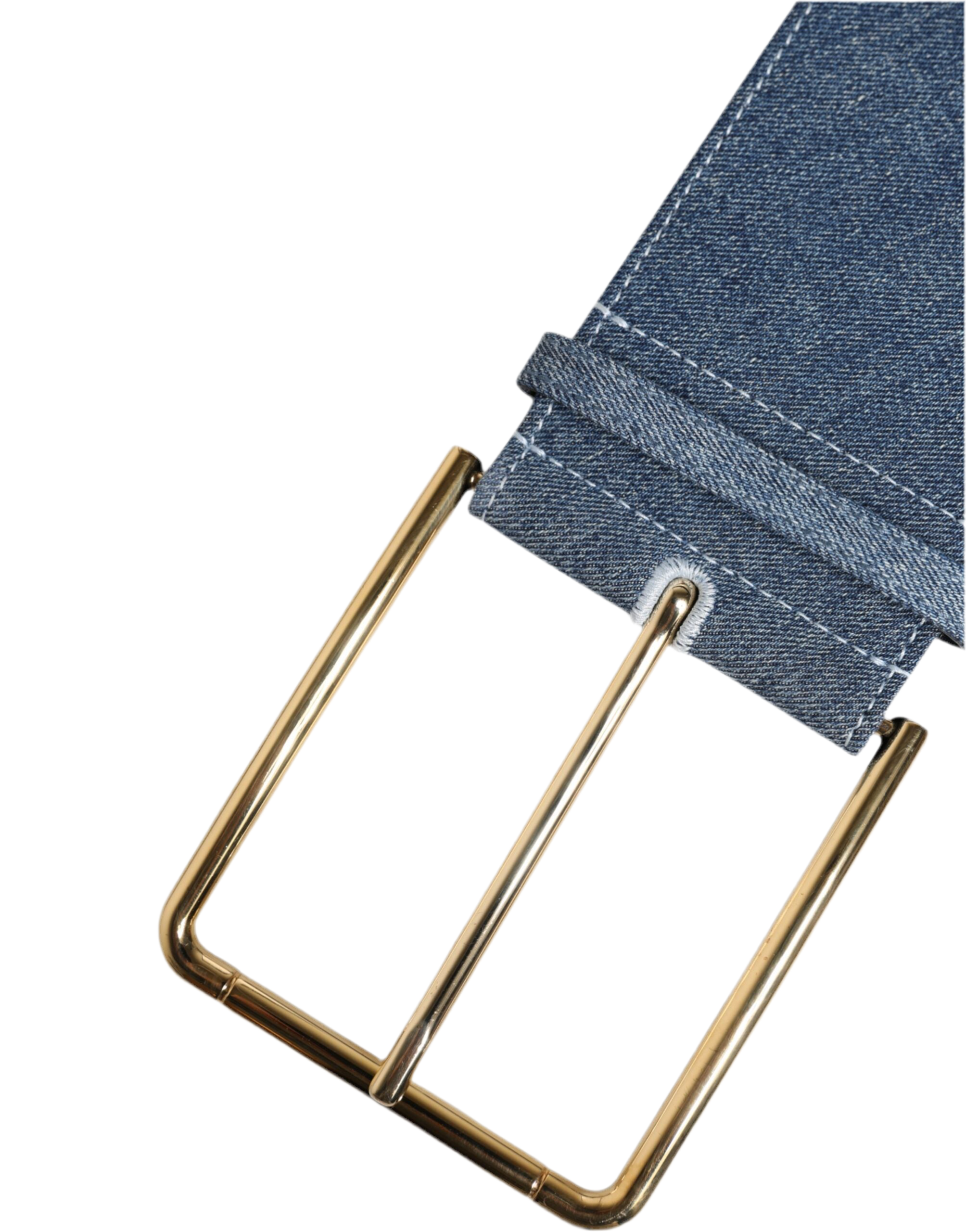Dolce & Gabbana Two Tone Blue Denim Gold Metal Buckle Belt