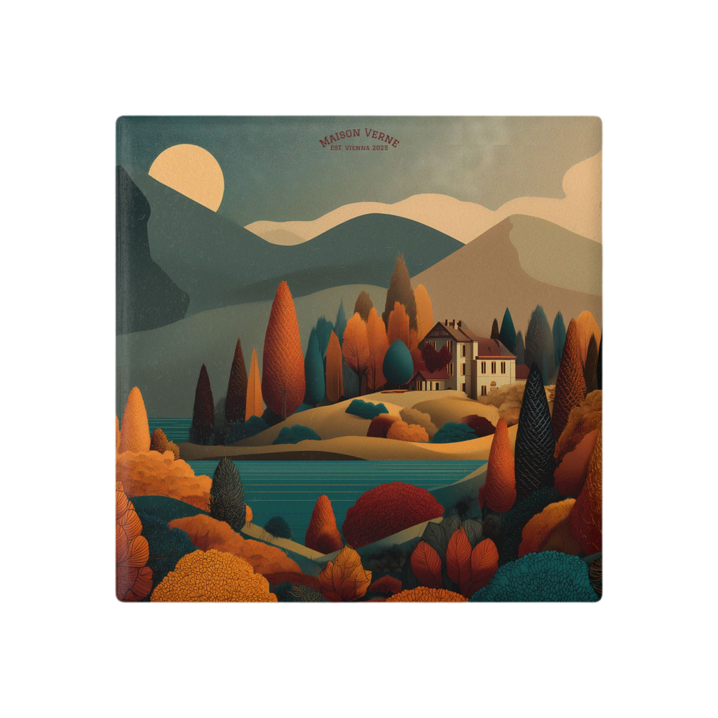 Ceramic Coaster "Twilight Manor" - Golden Autumn No. 46
