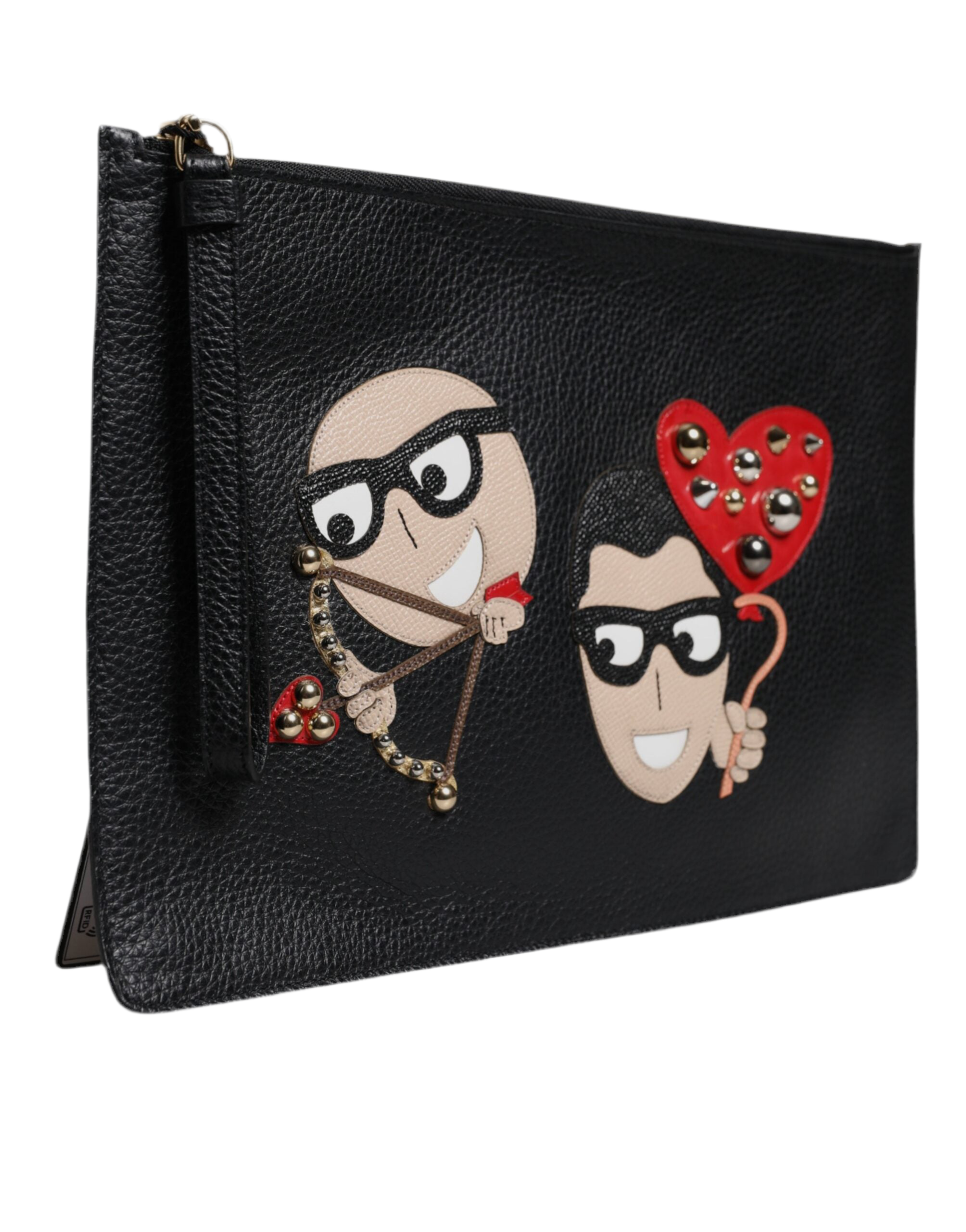 Dolce & Gabbana Black #DGFamily Embellished Leather Clutch Bag