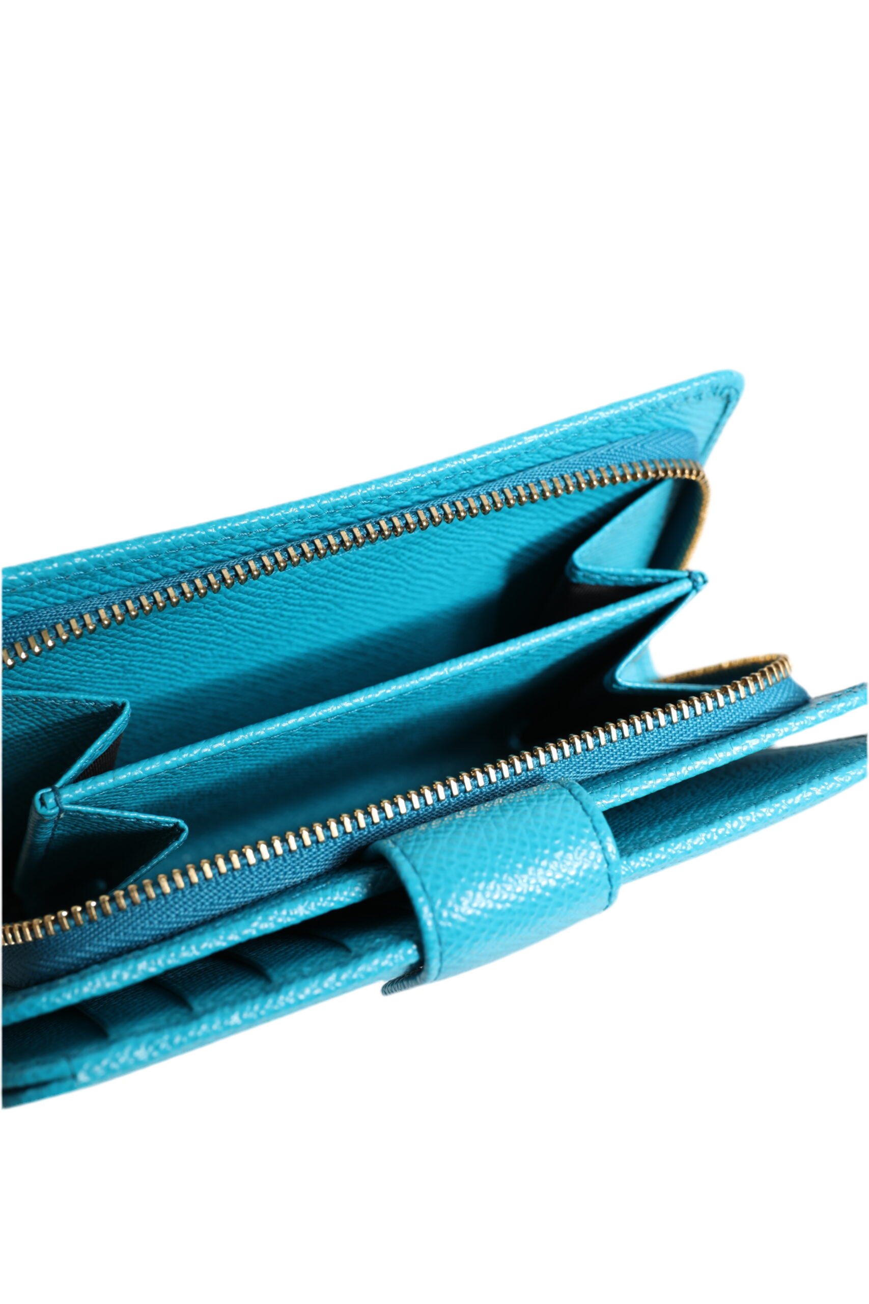 Dolce & Gabbana Light Blue Leather Bifold Continental Clutch Wallet