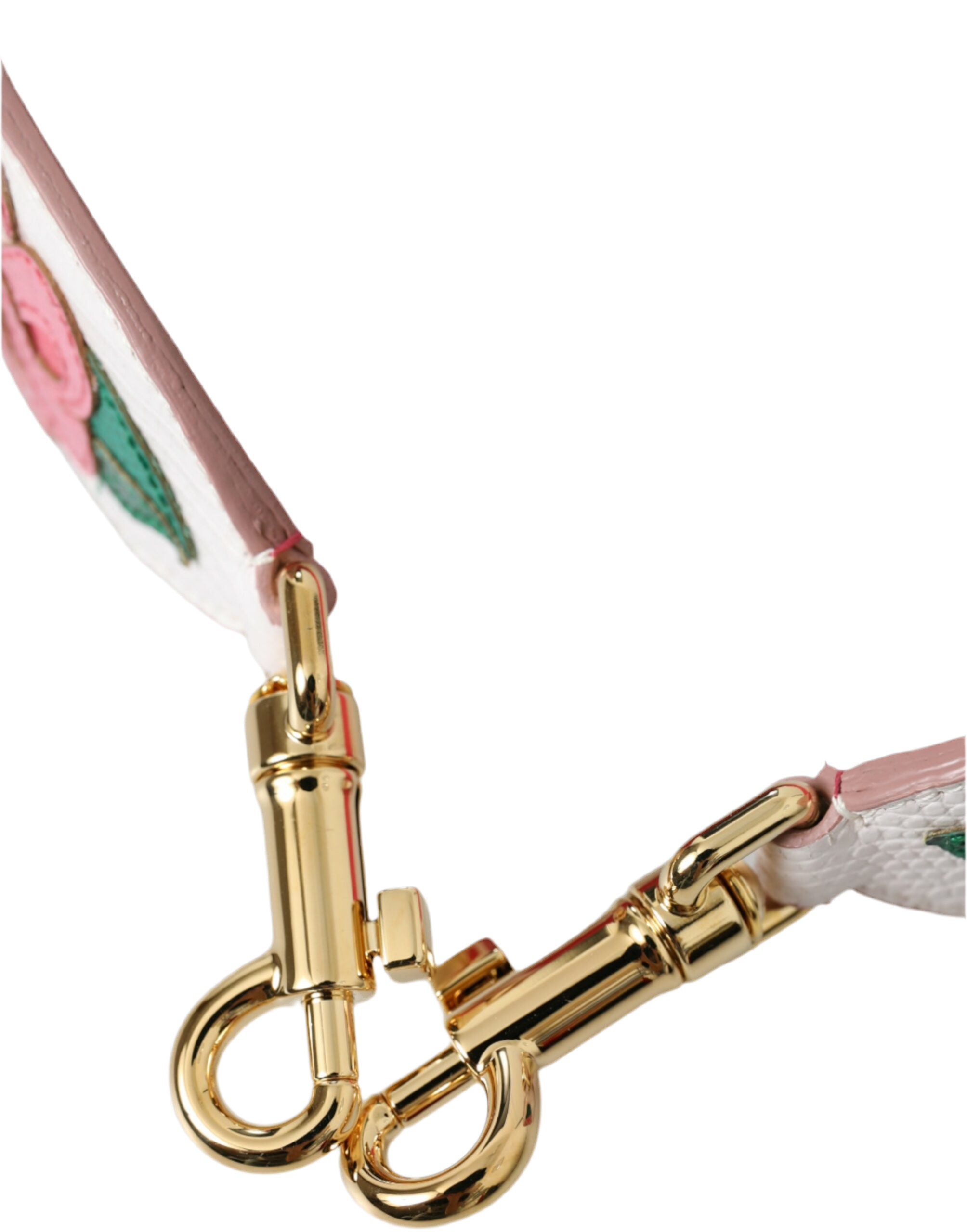 Dolce & Gabbana White Floral Leather Accessory Shoulder Strap