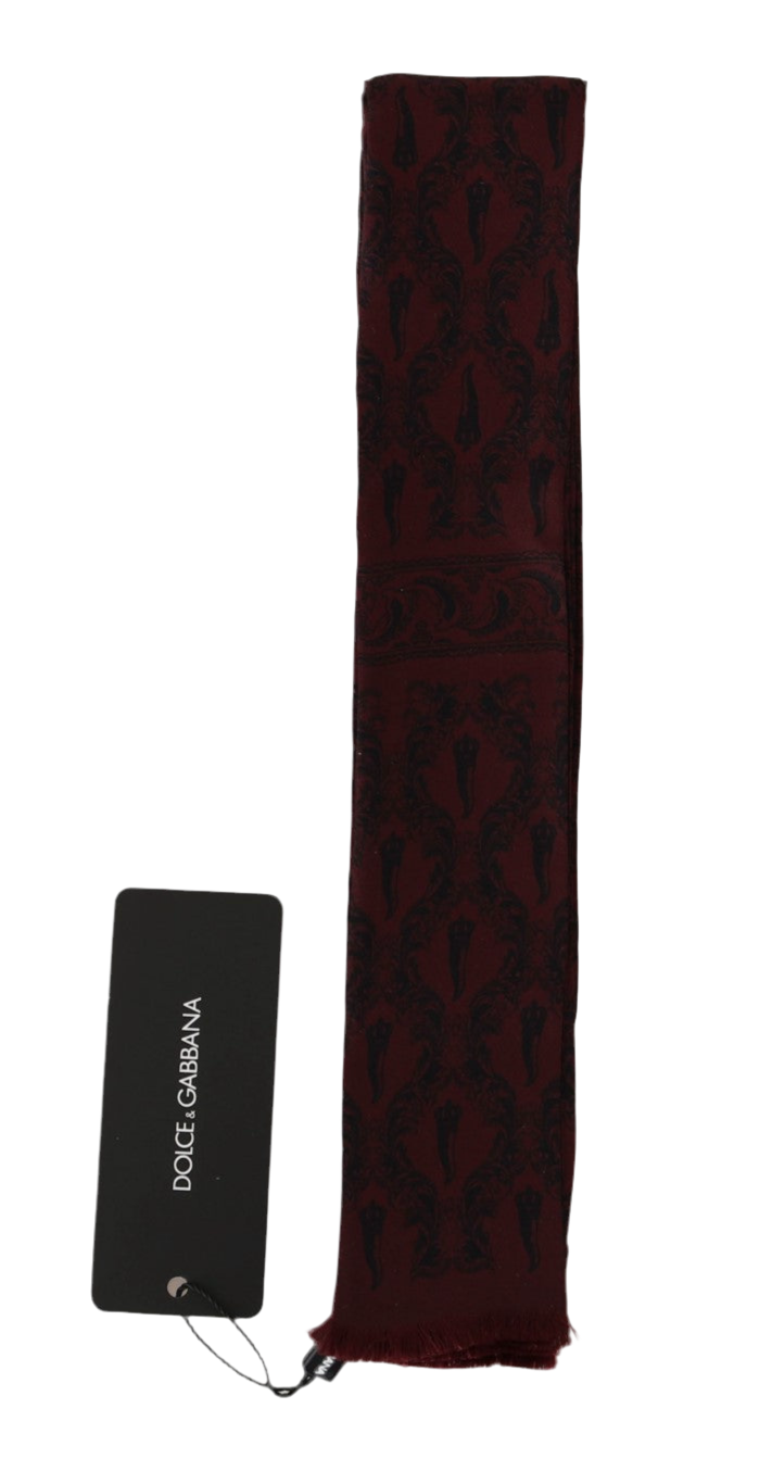 Dolce & Gabbana Bordeaux Silk Crown Chili Scarf