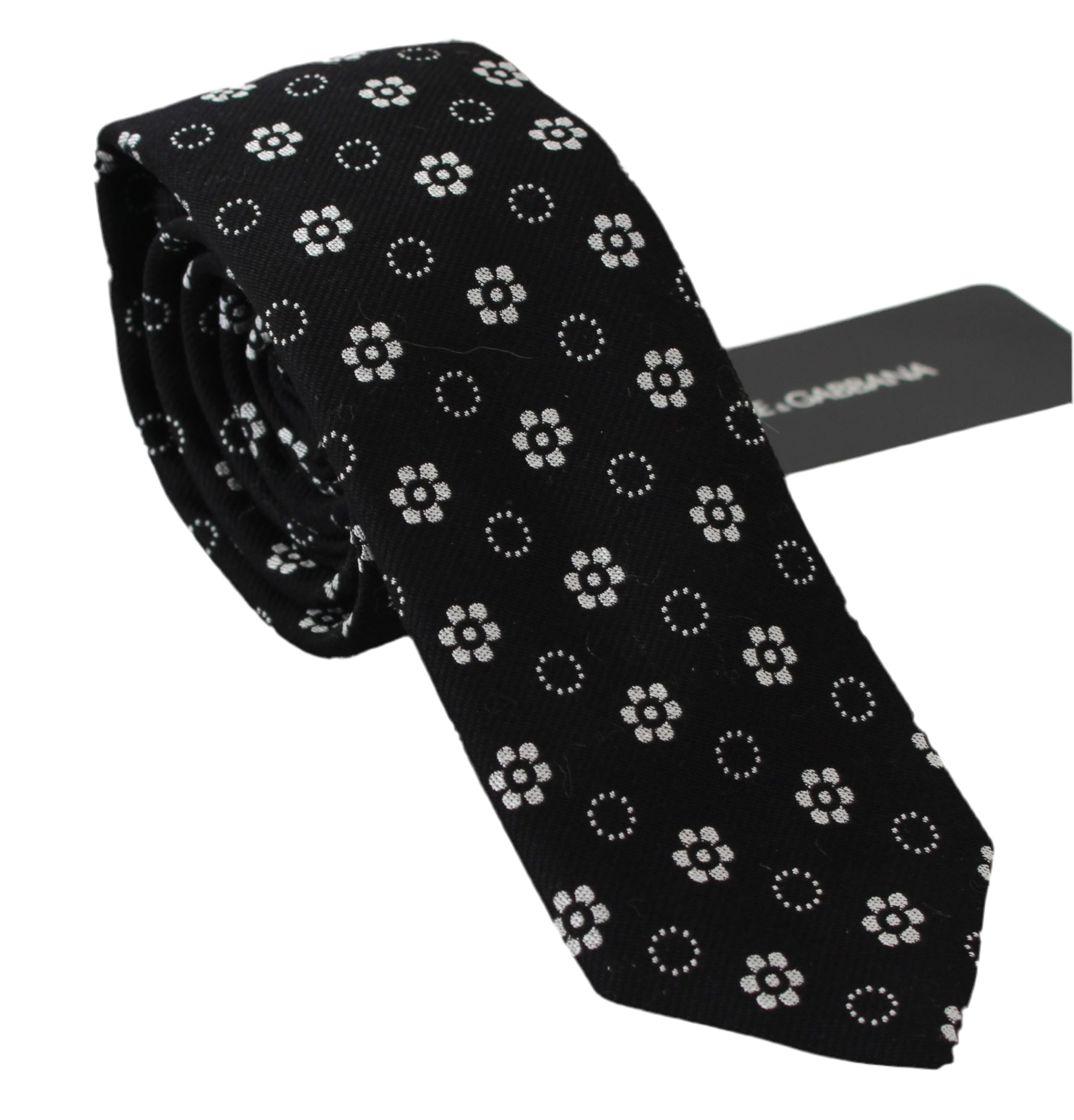 Dolce & Gabbana Black 100% Silk Floral Print Print Classic Tie