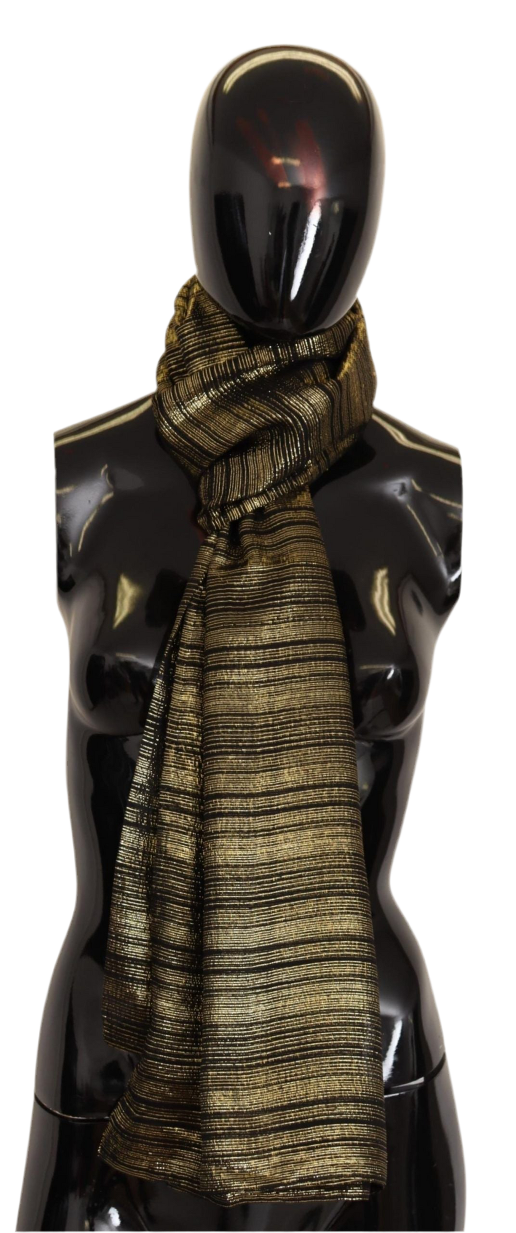Dolce & Gabbana Metallic Gold Silk Stretch Shawl Wrap Scarf