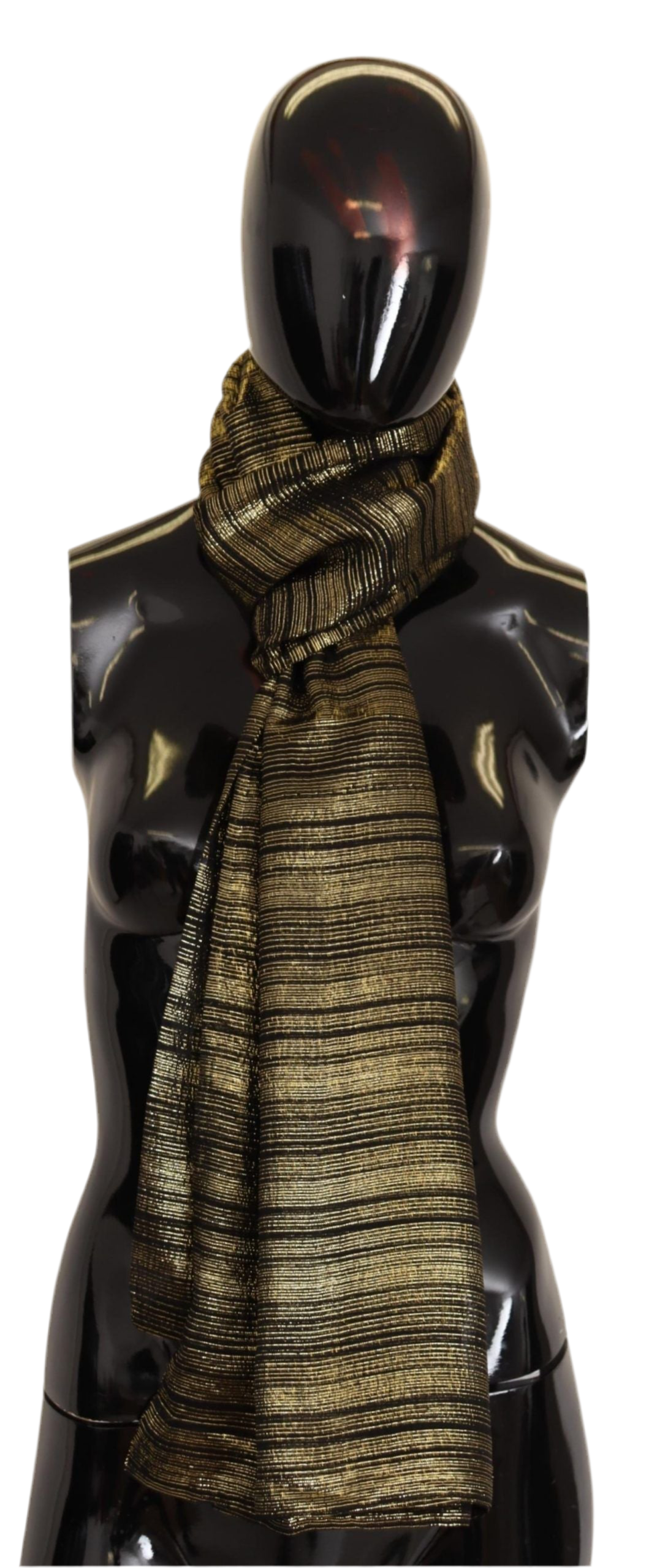 Dolce & Gabbana Metallic Gold Silk Stretch Shawl Wrap Scarf