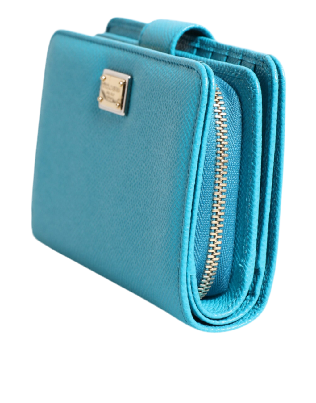 Dolce & Gabbana Light Blue Leather Bifold Continental Clutch Wallet