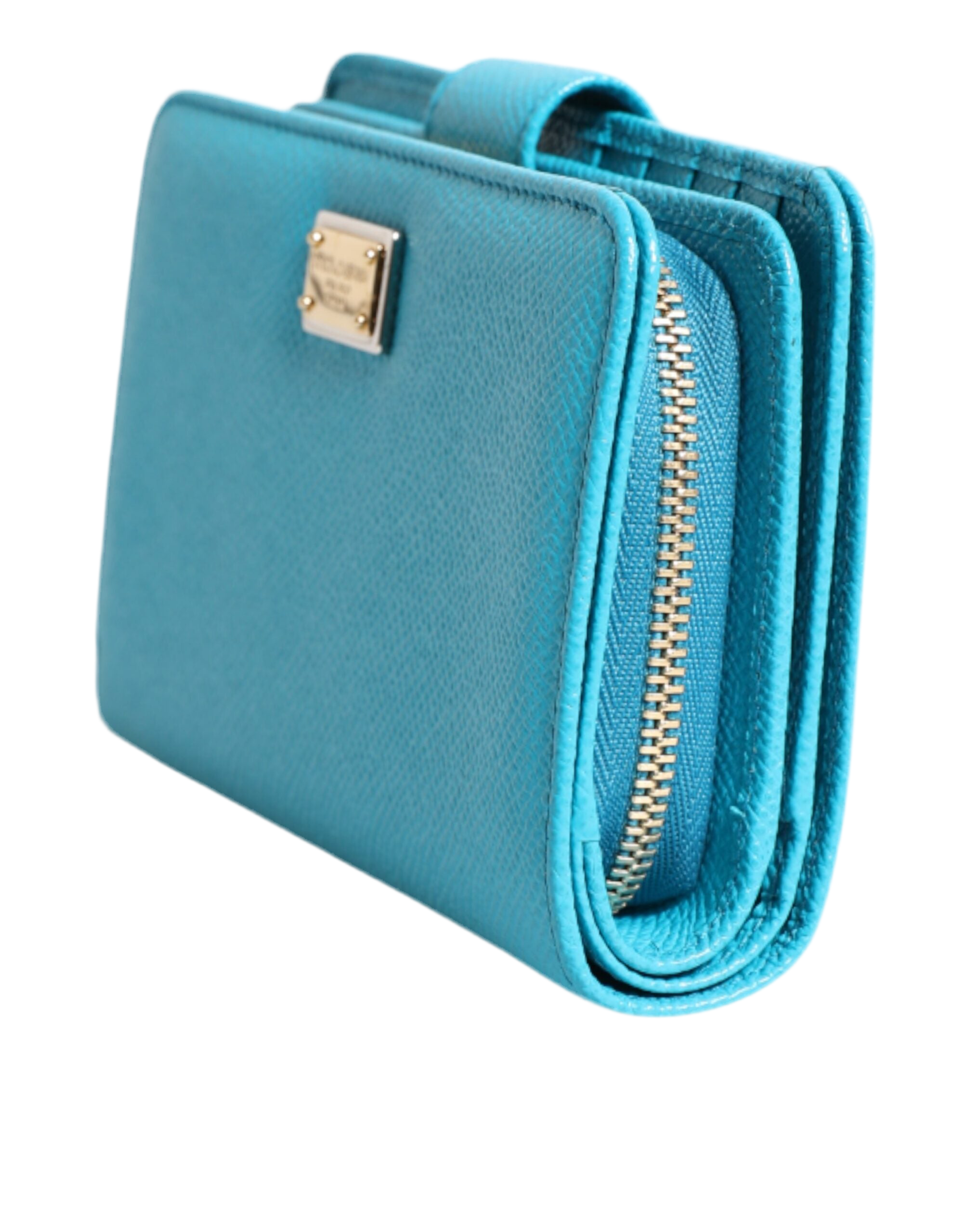 Dolce & Gabbana Light Blue Leather Bifold Continental Clutch Wallet