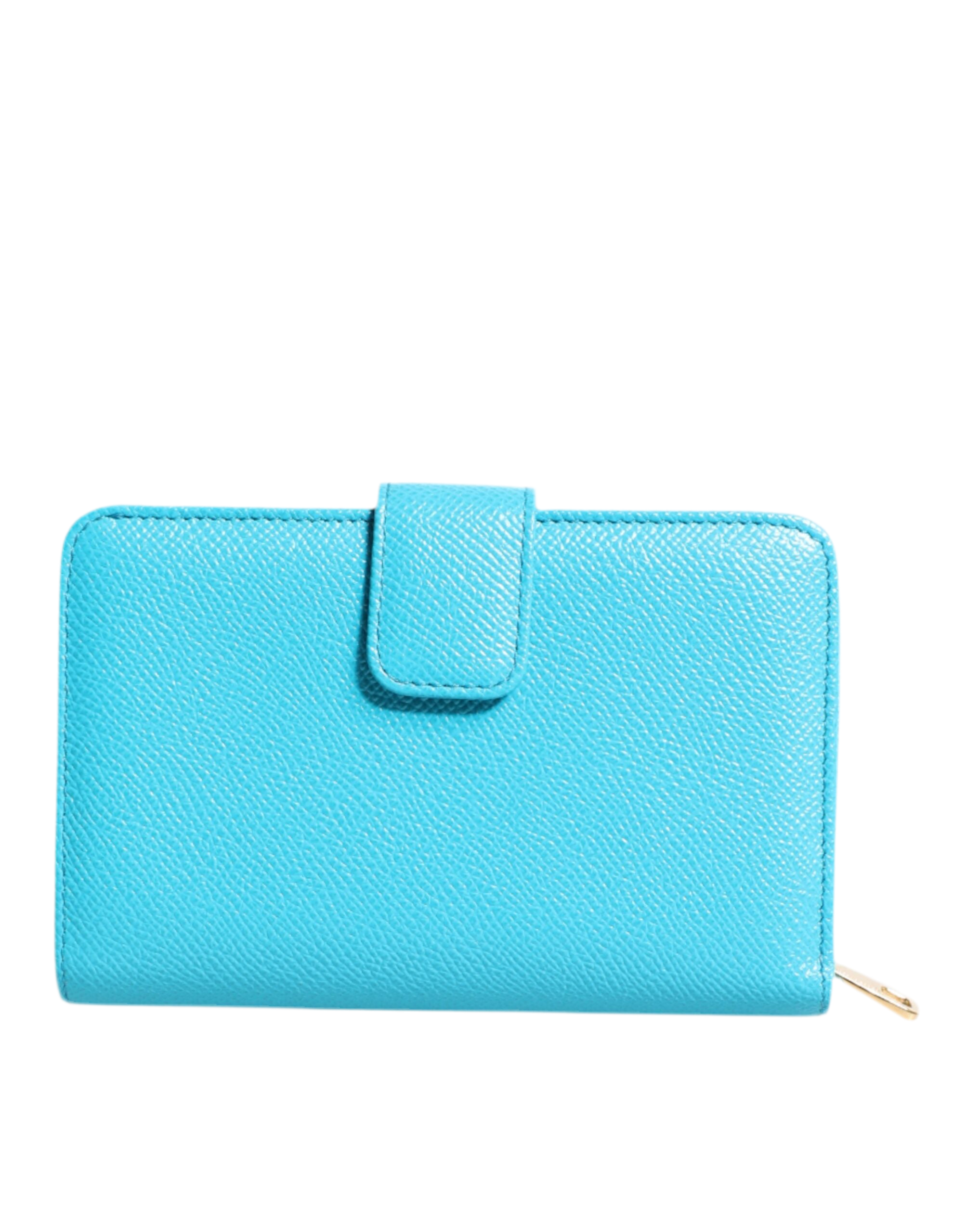 Dolce & Gabbana Light Blue Leather Bifold Continental Clutch Wallet
