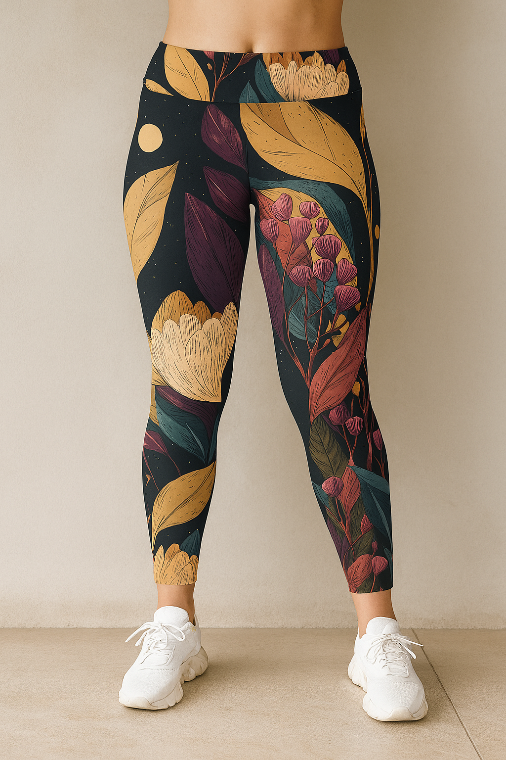 Plus Size Leggings "Starlit Grove" - Cosmic Botanicals No. 64