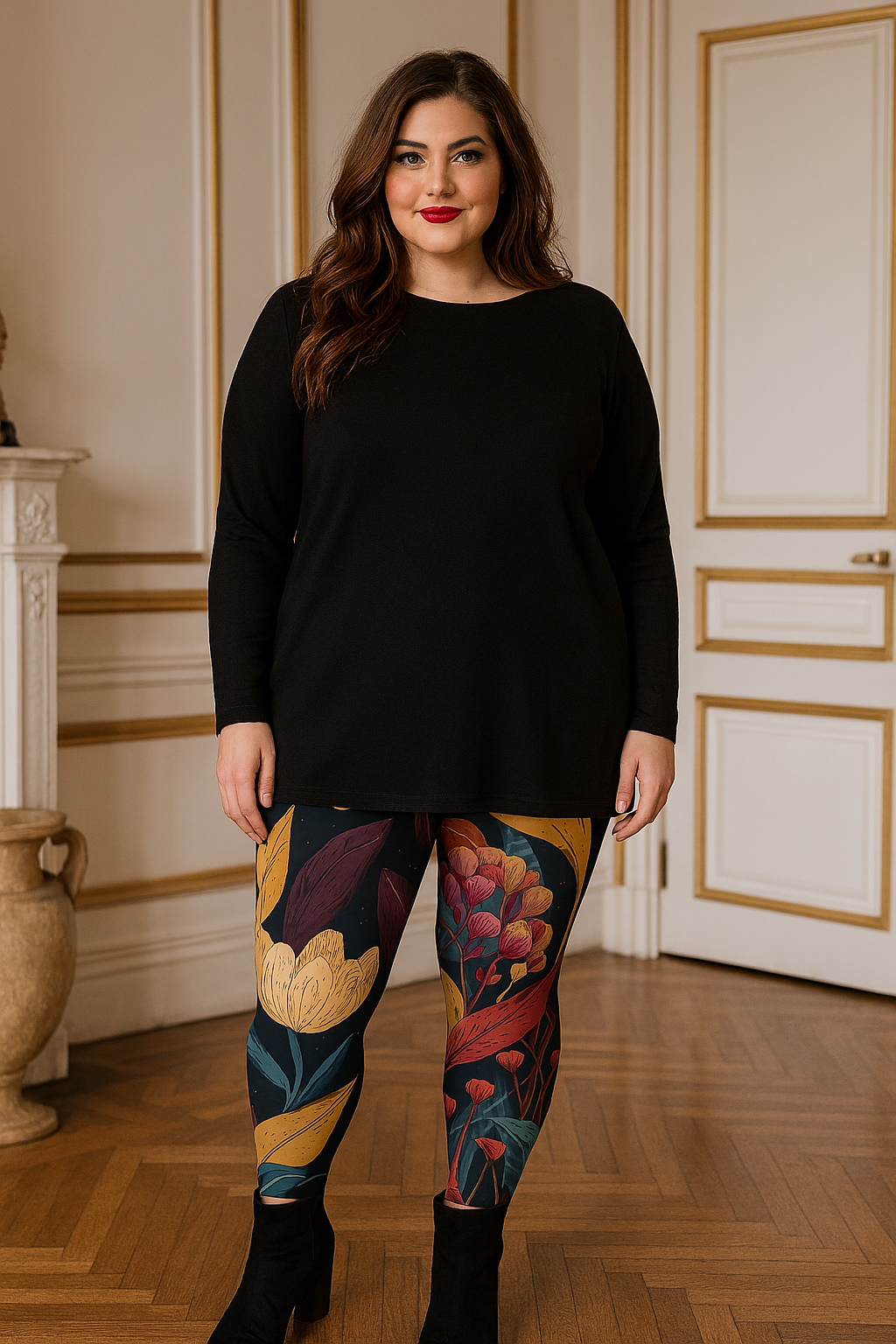 Plus Size Leggings "Starlit Grove" - Cosmic Botanicals No. 64