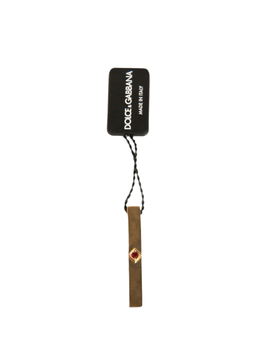 Dolce & Gabbana Gold Tone Brass Crystal Branded Tie Clip Bar
