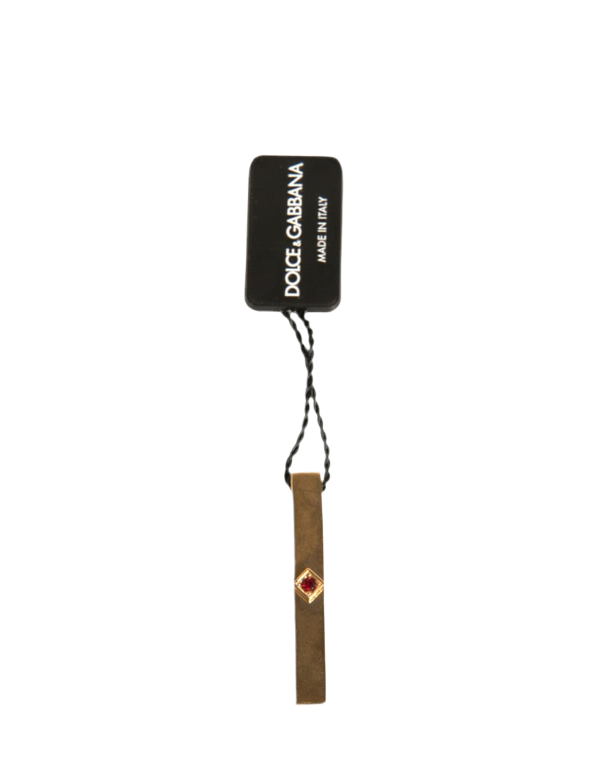 Dolce & Gabbana Gold Tone Brass Crystal Branded Tie Clip Bar