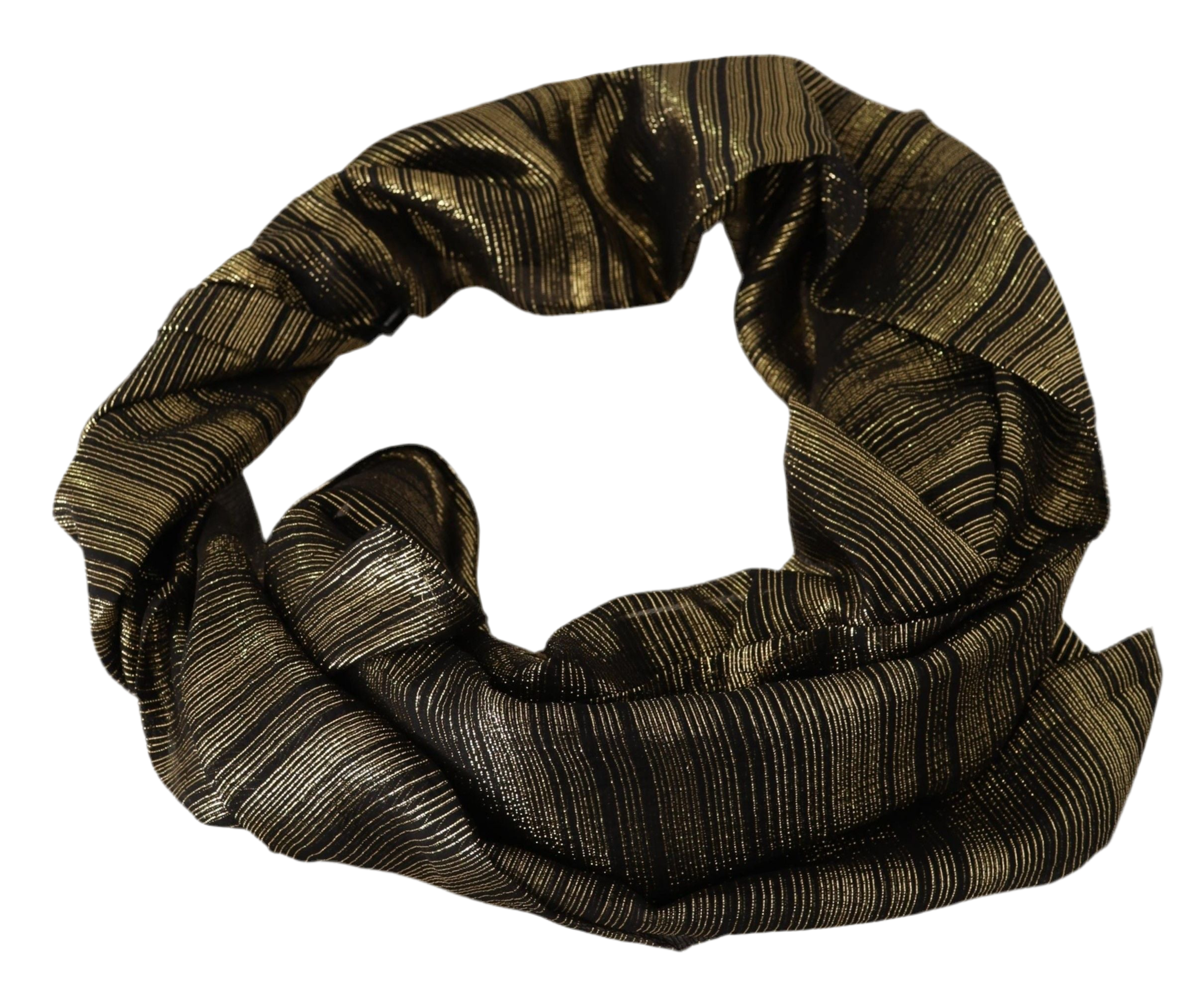 Dolce & Gabbana Metallic Gold Silk Stretch Shawl Wrap Scarf